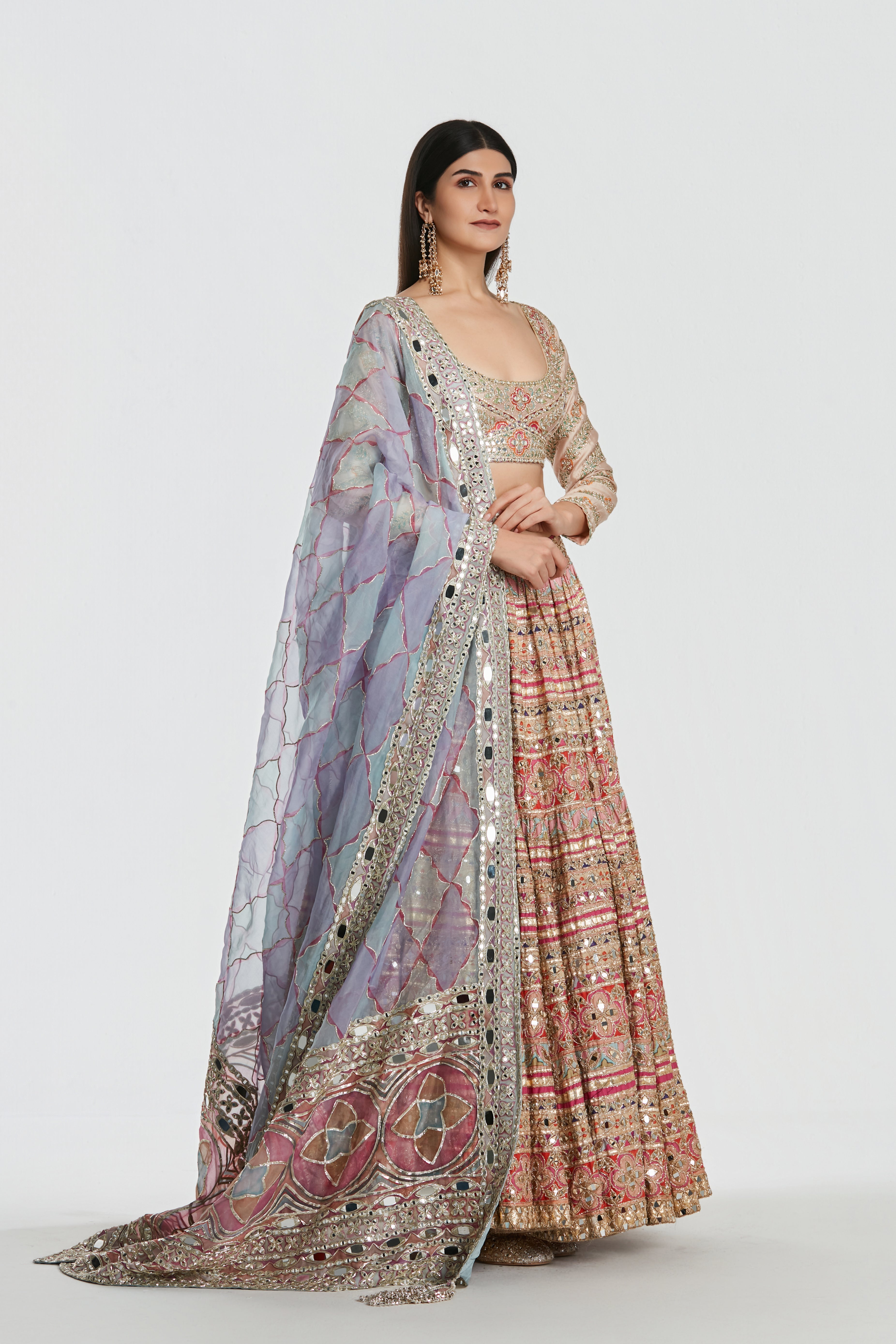 Mirror work , zari , lurex thread