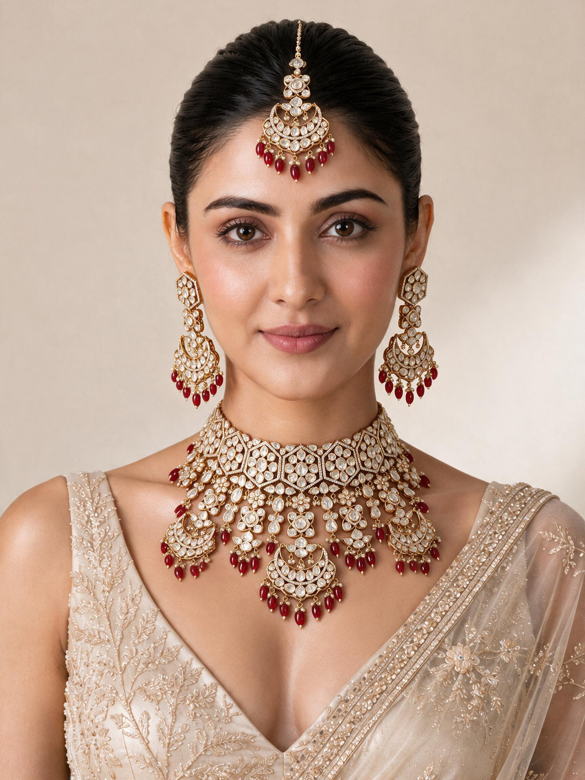 Ruby Kundan Bridal Necklace Set 08