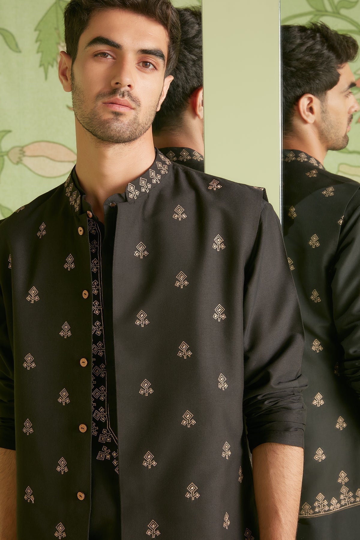 Black Bundi Kurta Set