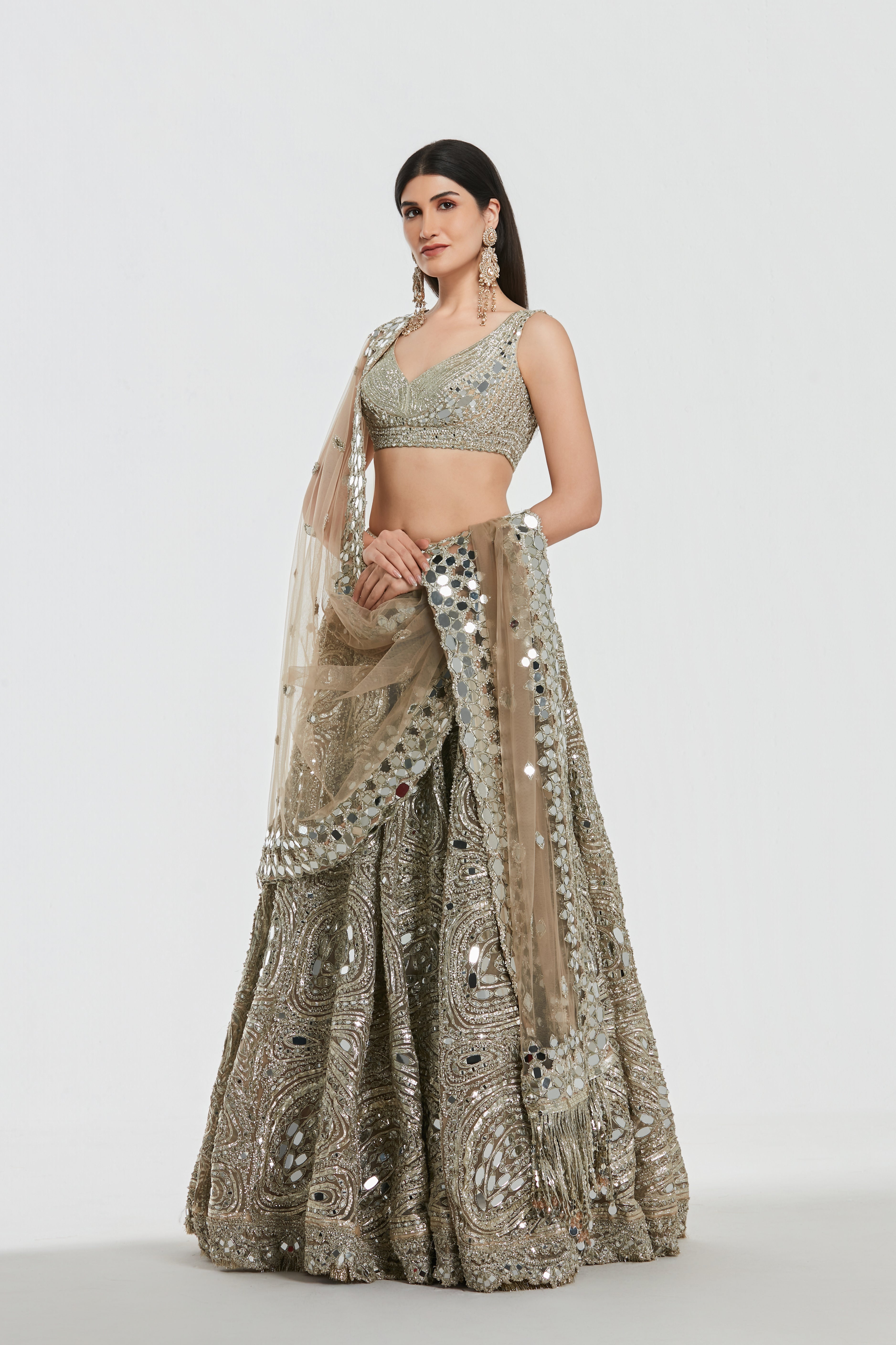 Mirror work , gota , zari