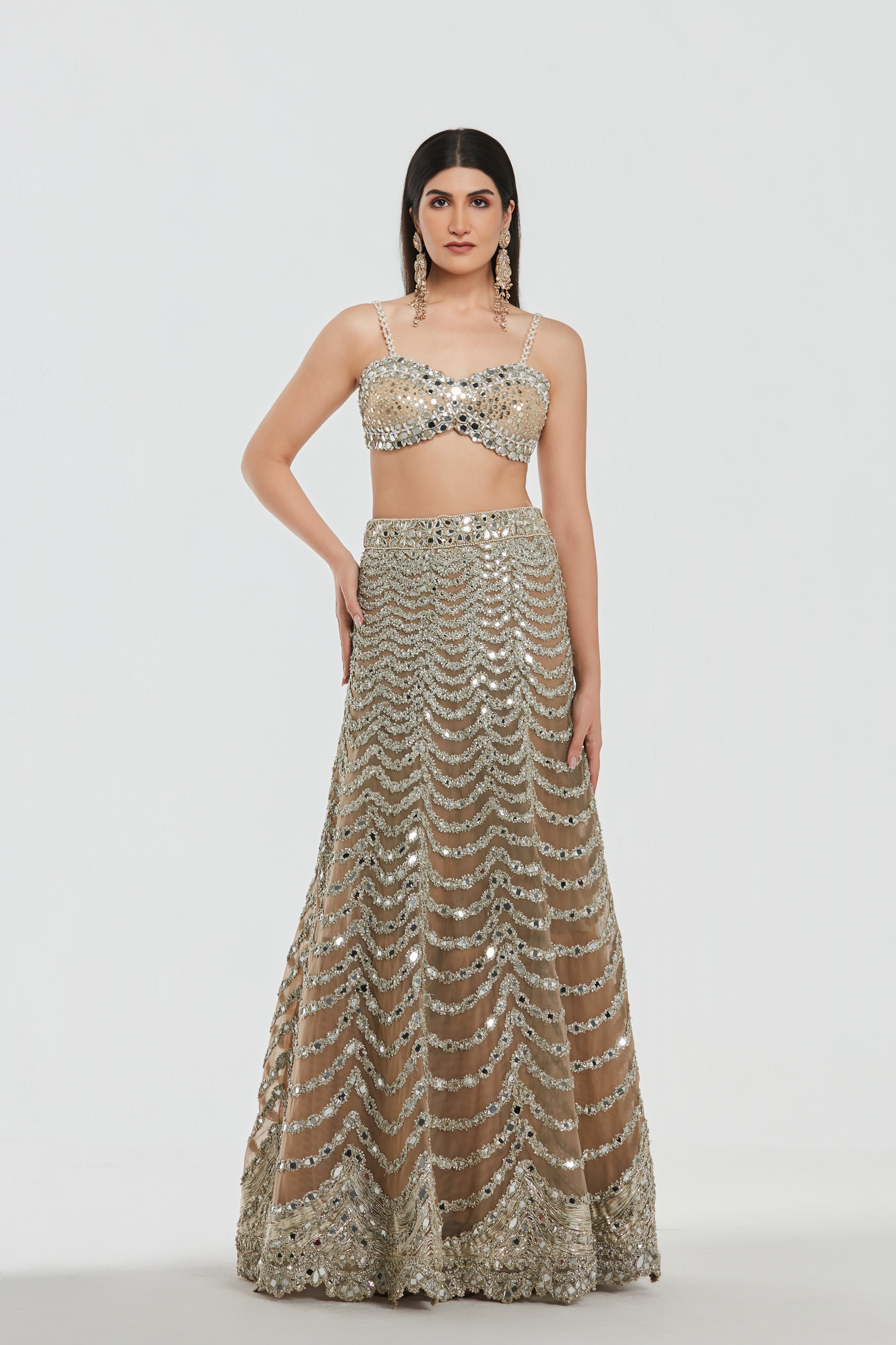 Mirror work , zari , gota