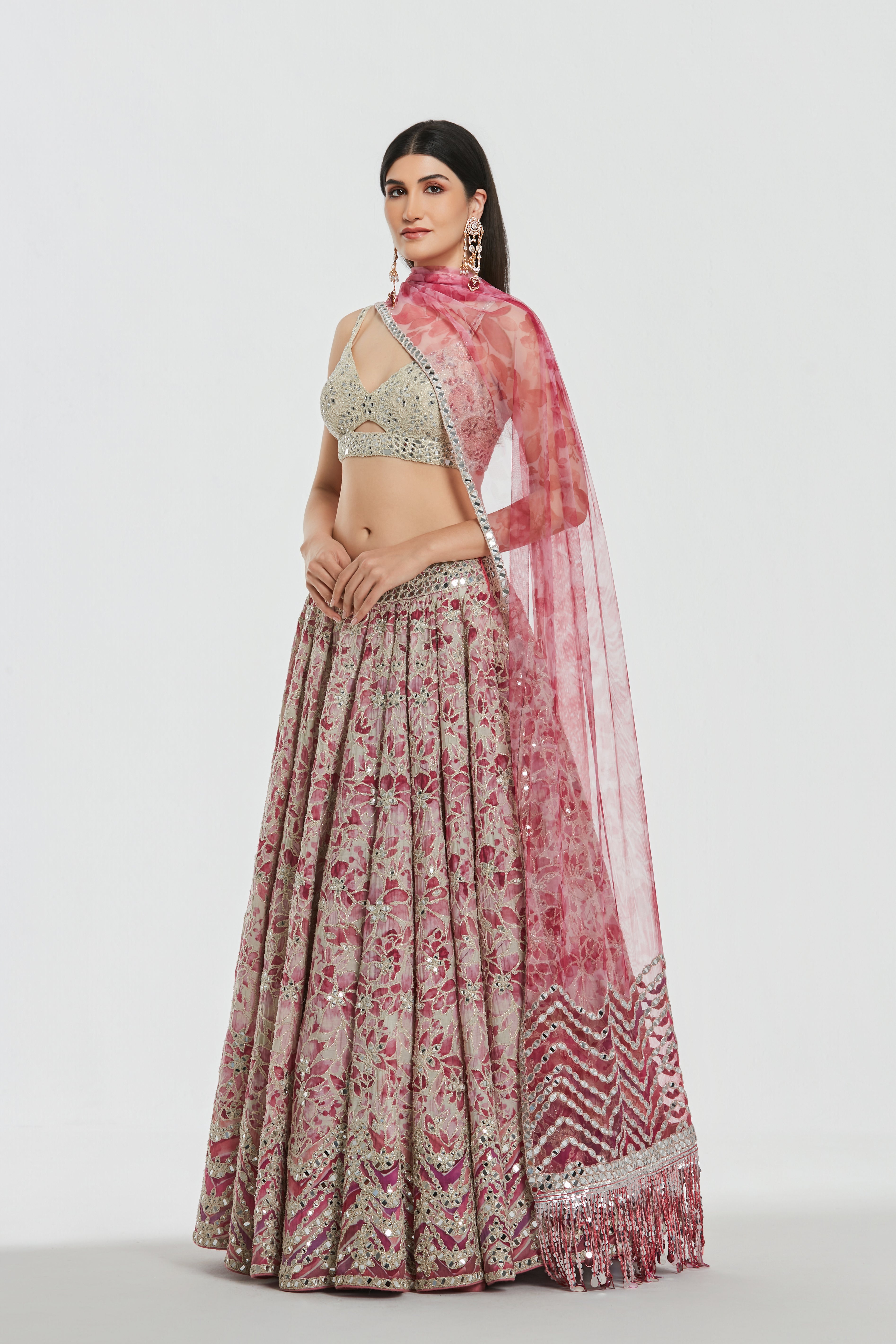 Mirror , zari , Sequins , Dori thread