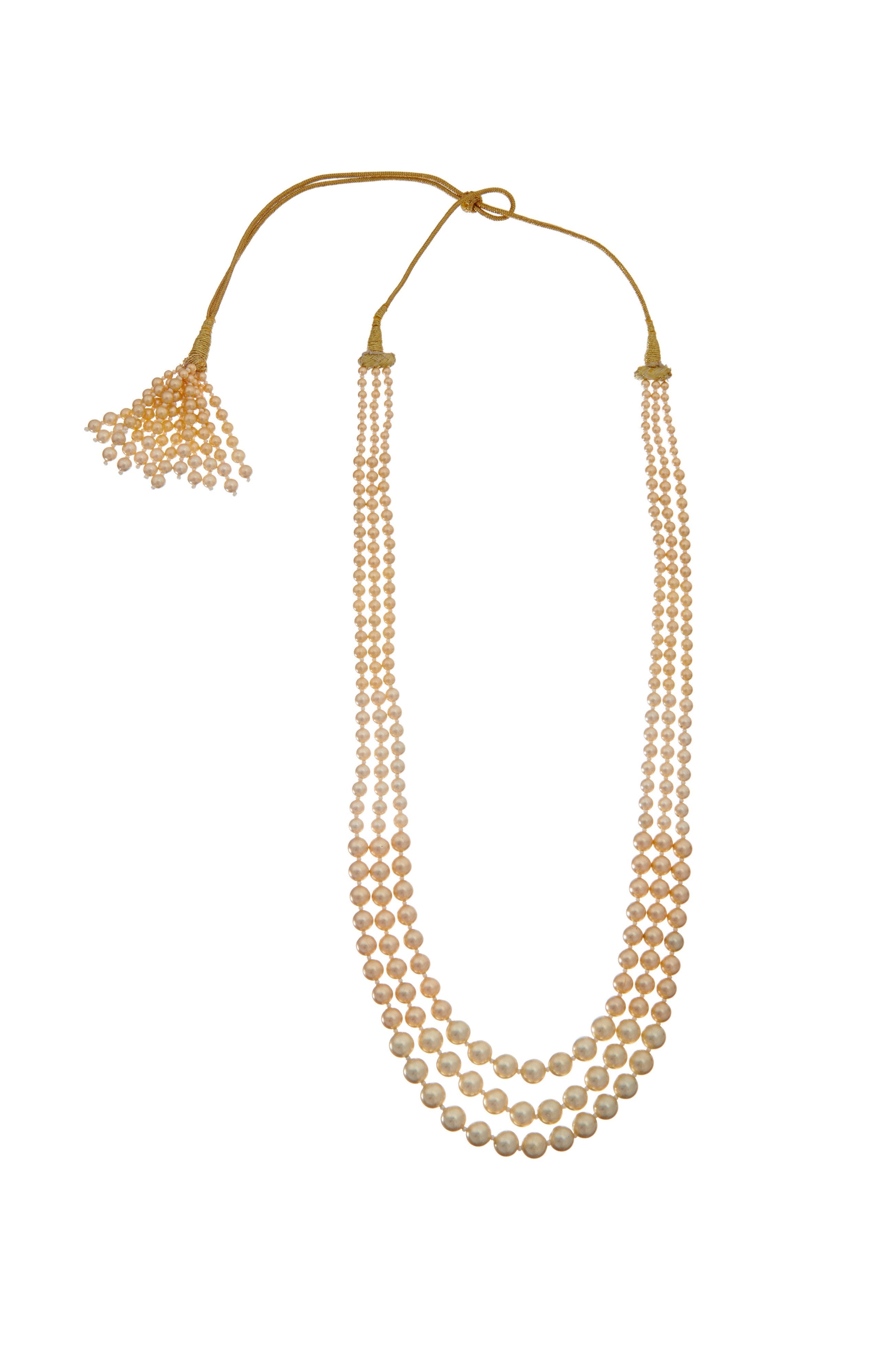 Necklace Set of Maroon beads and Off White pearls