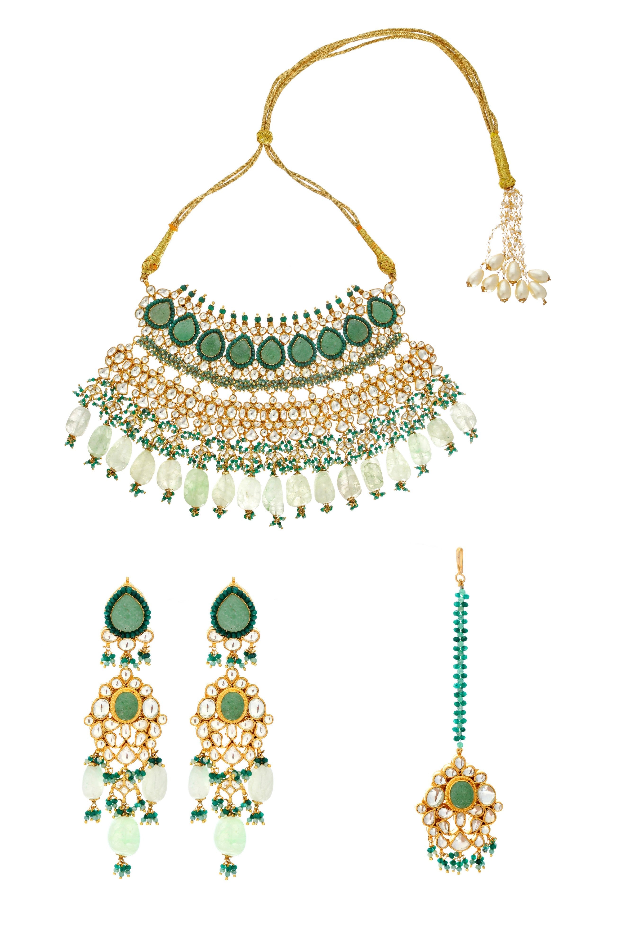 Carved Stone Necklace Set