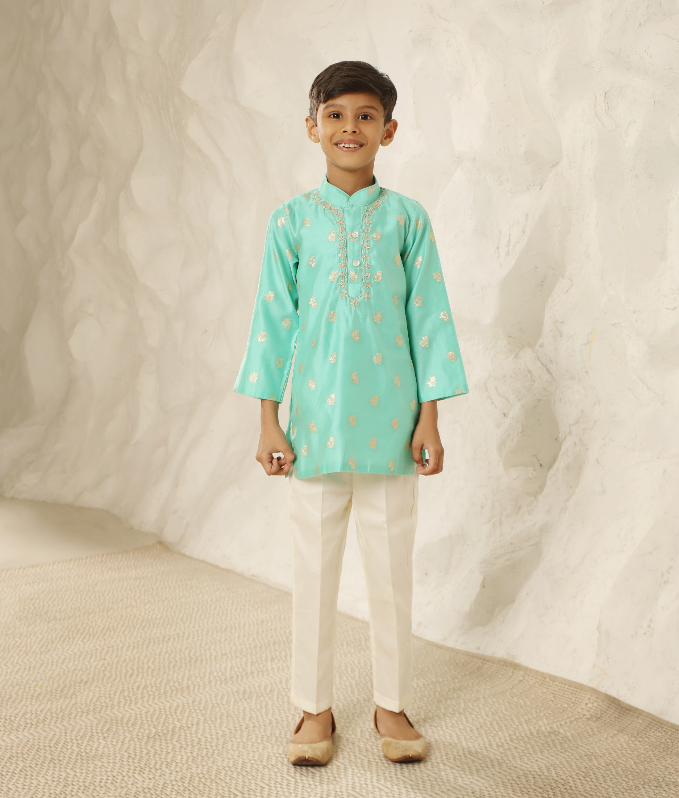 Aqua Chanderi Kurta with Pant