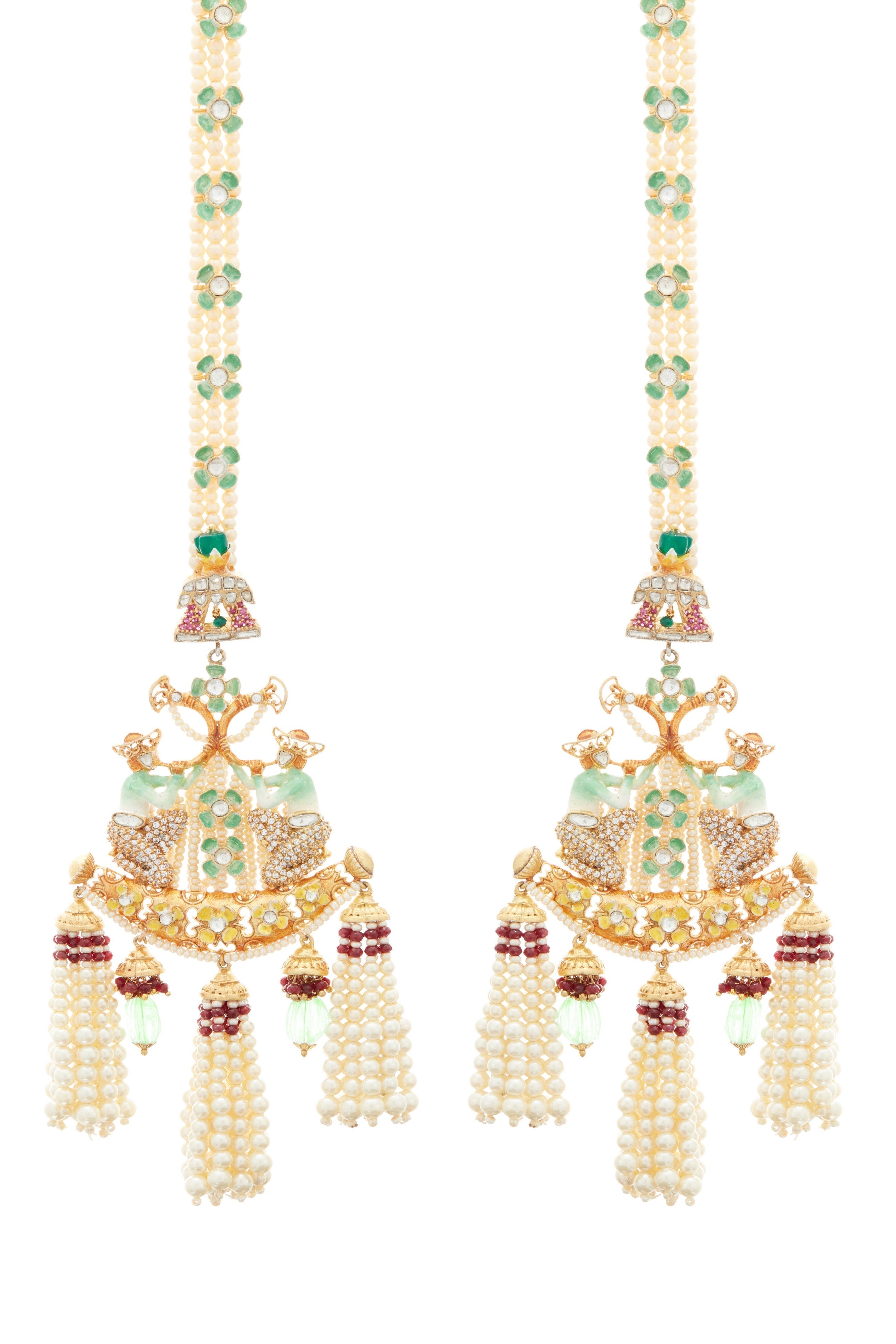 Satvik Earrings connecting with tikka.