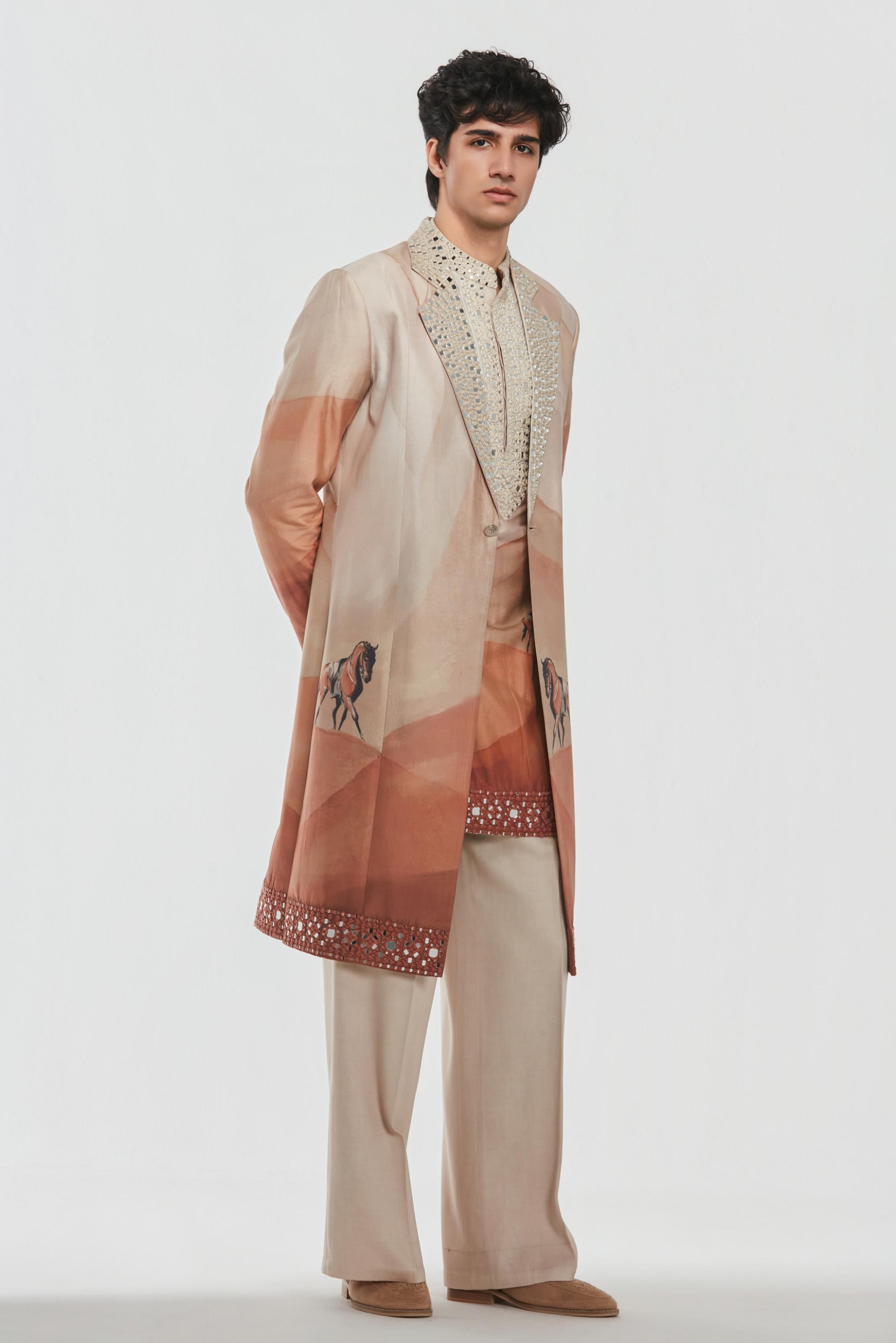 Kurta and Jacket -Heavy chanderi , Pant - Cotton twill
