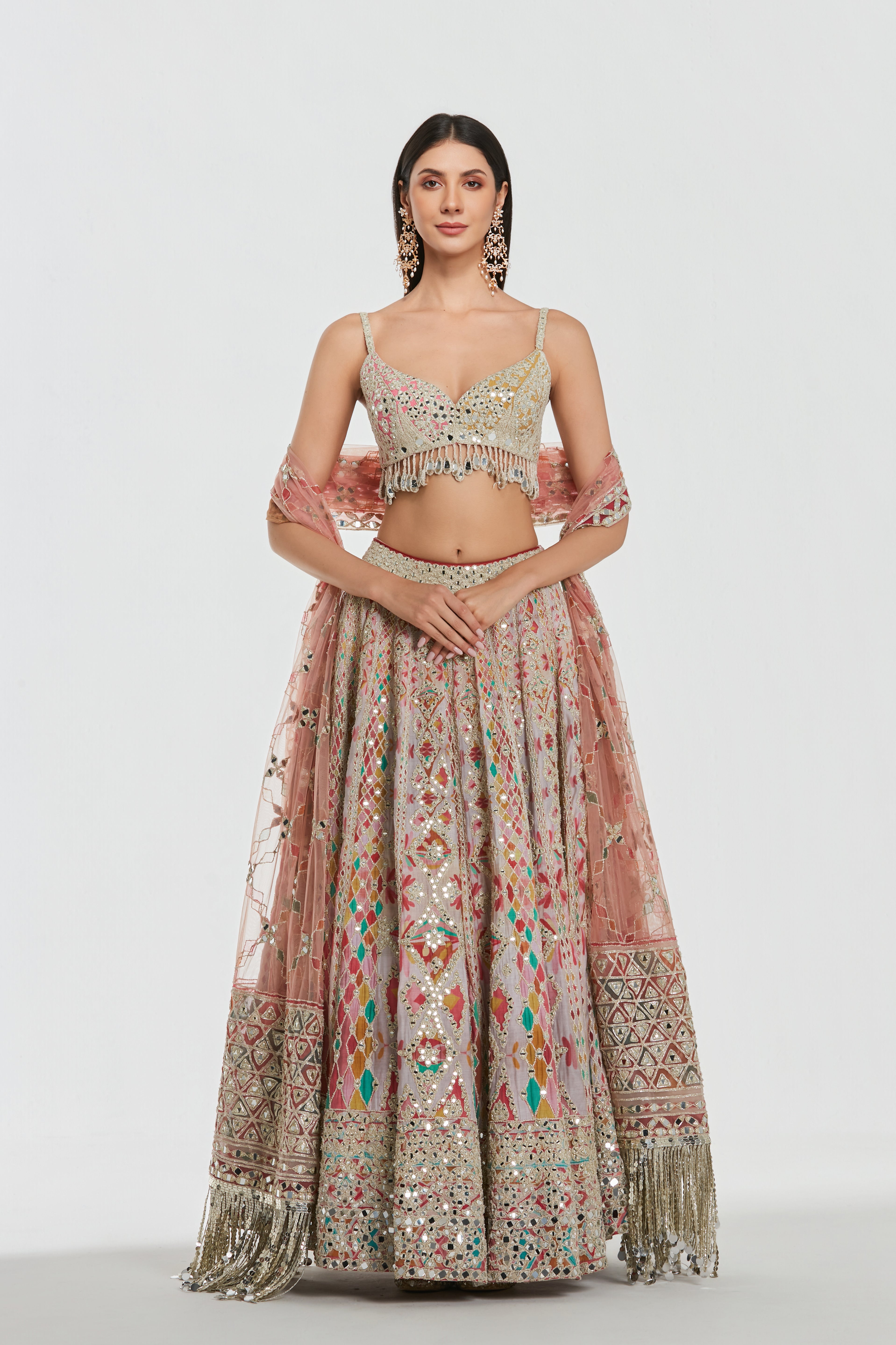 Mirror work , zari , dori thread