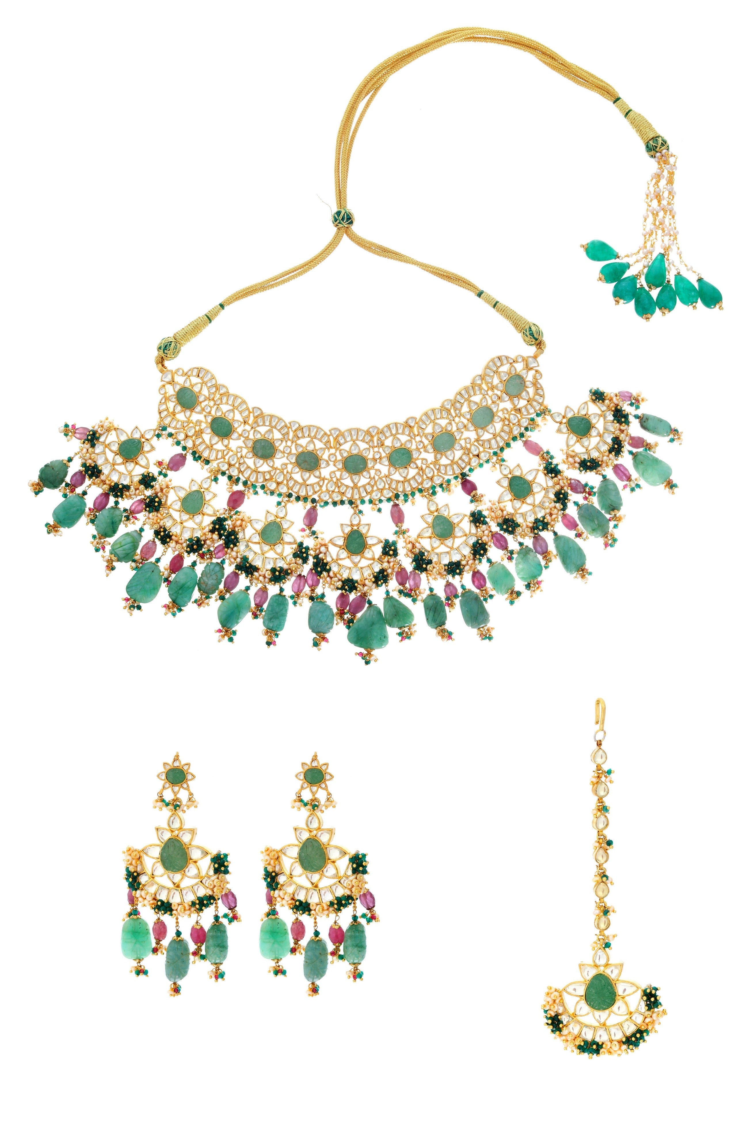 Carved Stone Kundan Necklace Set
