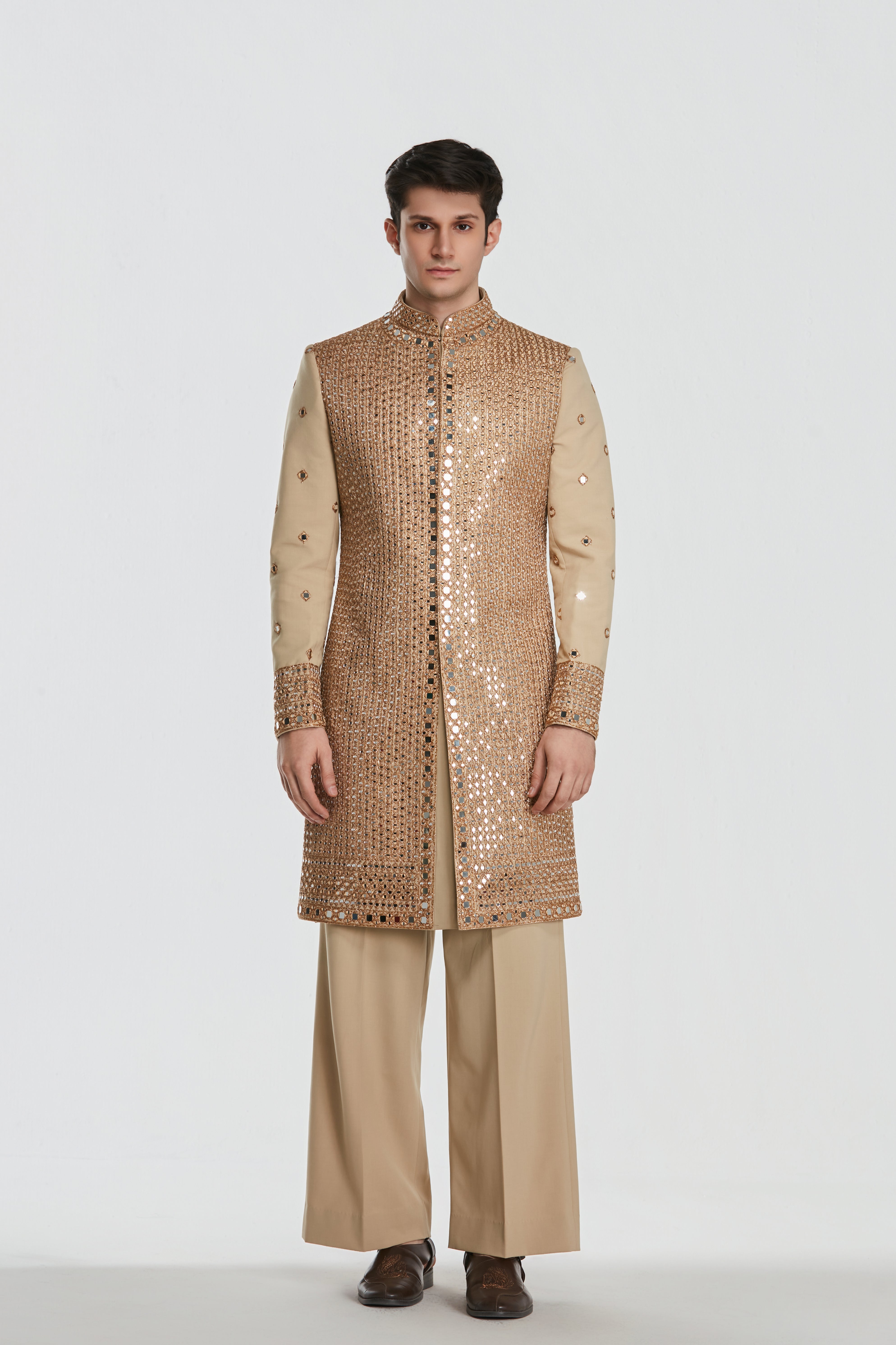 Sherwani and pant - Neo tech , Kurta - Heavy chanderi