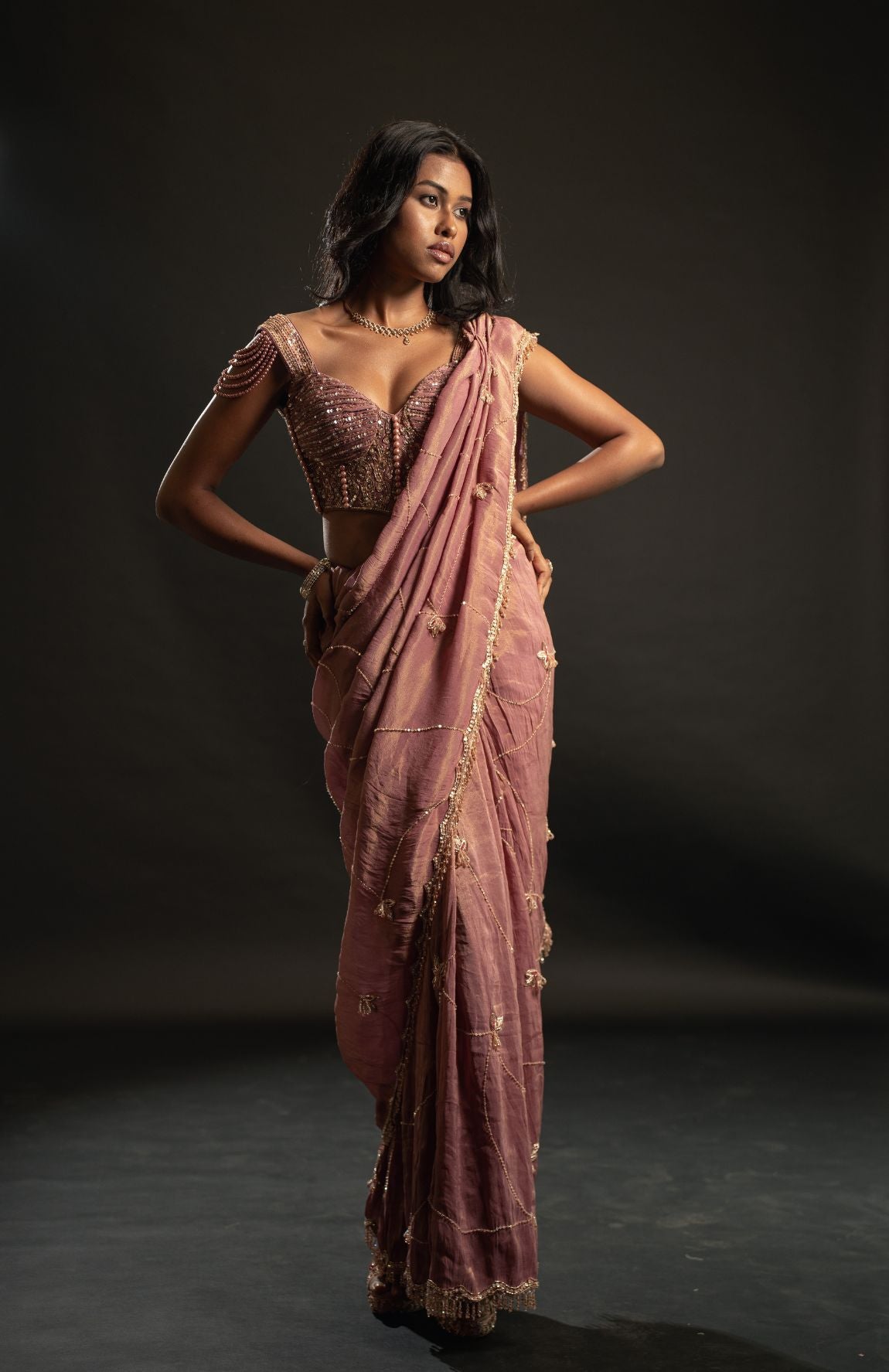 Dusty Rose Saree