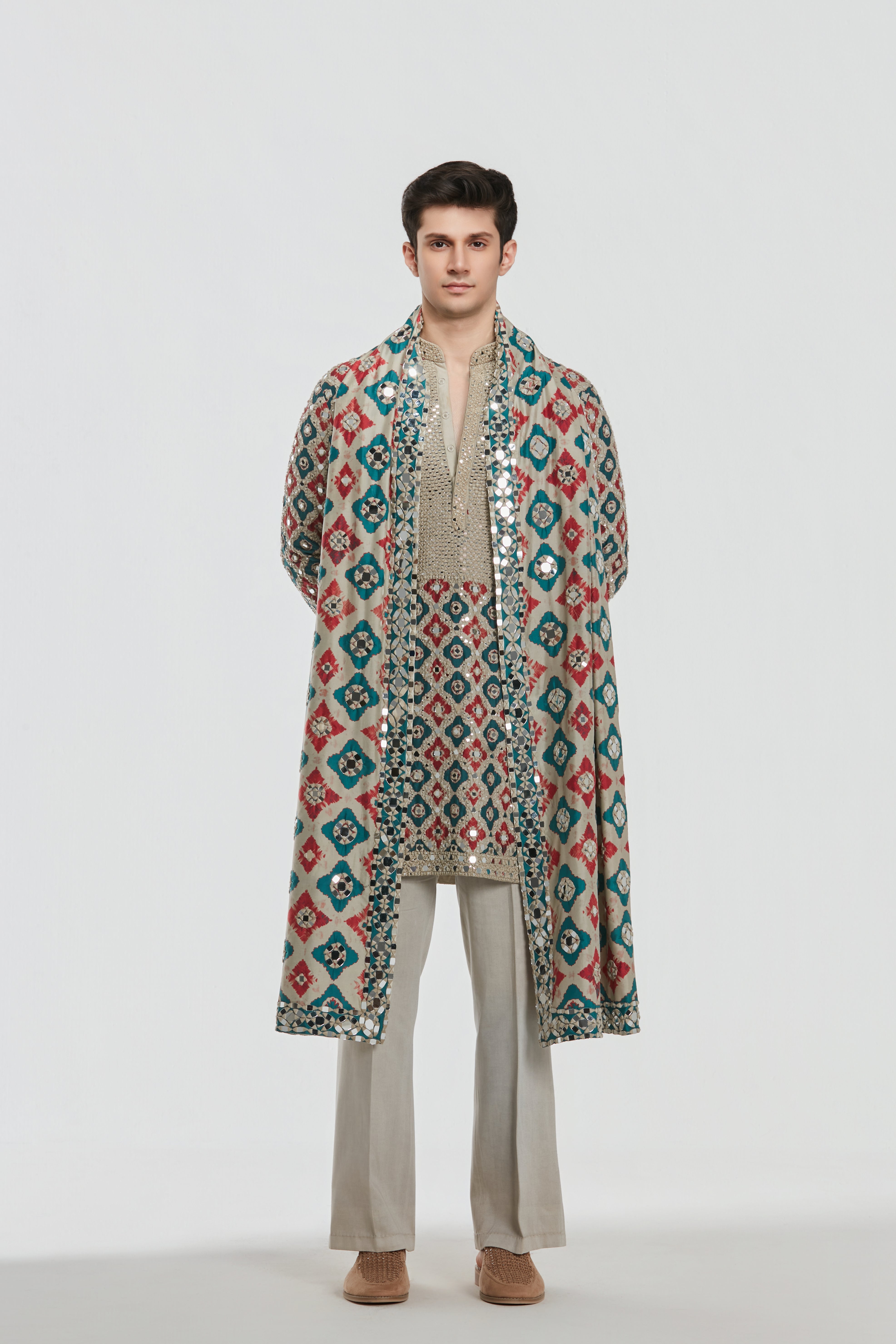 Kurta and Stole- Heavy chanderi , Pant-Cotton twill