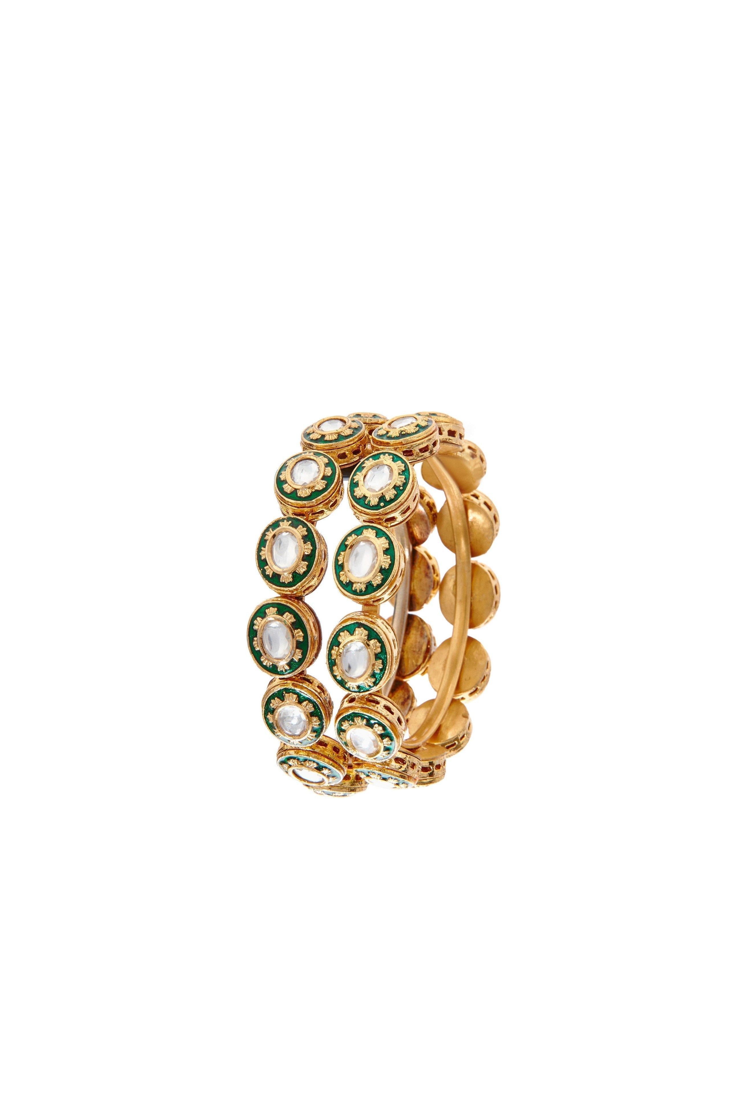 Green Meenakari Polki Bangle