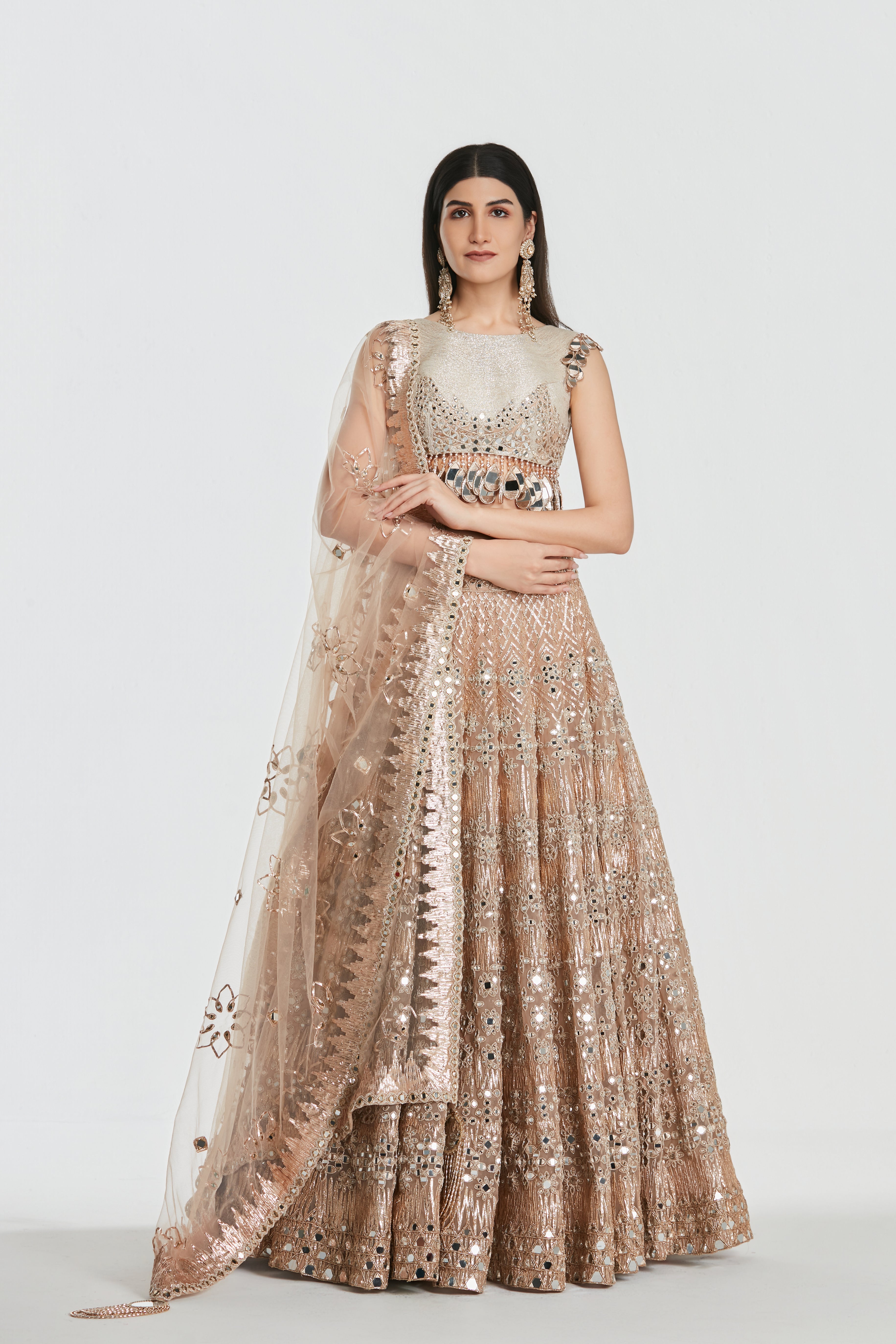 Mirror work , zari , gota