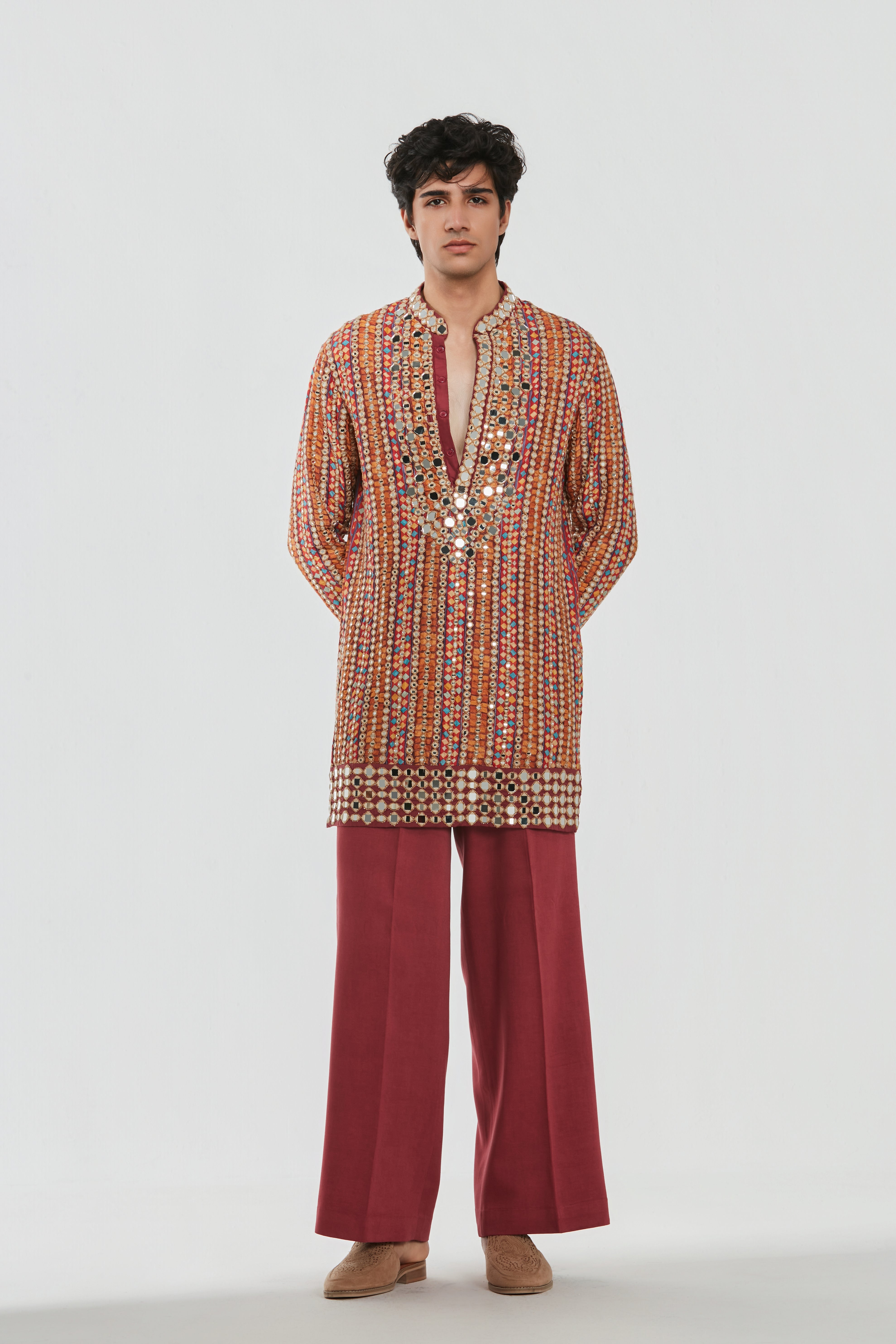 Kurta and Stole- Heavy chanderi , Pant-Cotton twill
