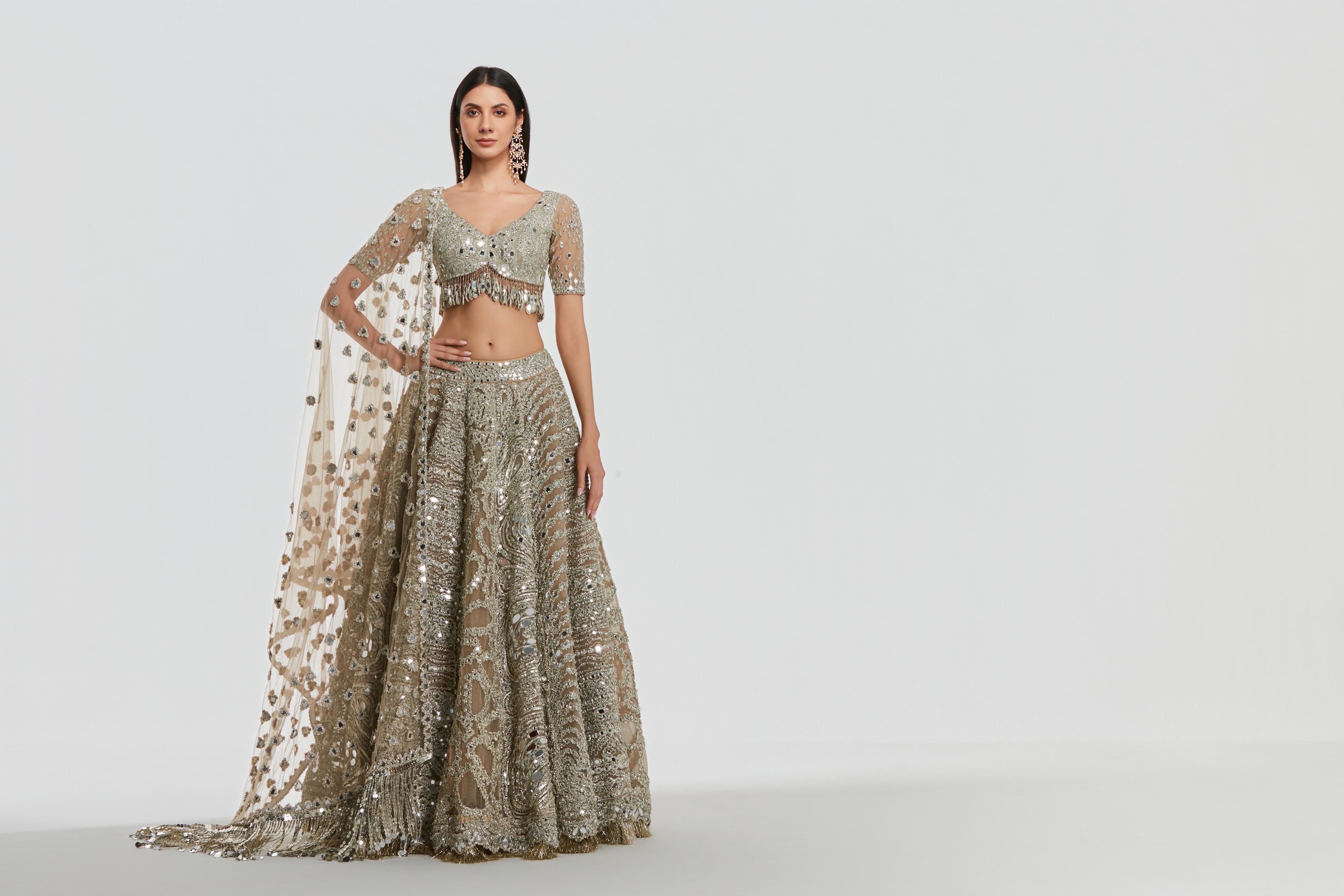 Mirror work , zari , gota