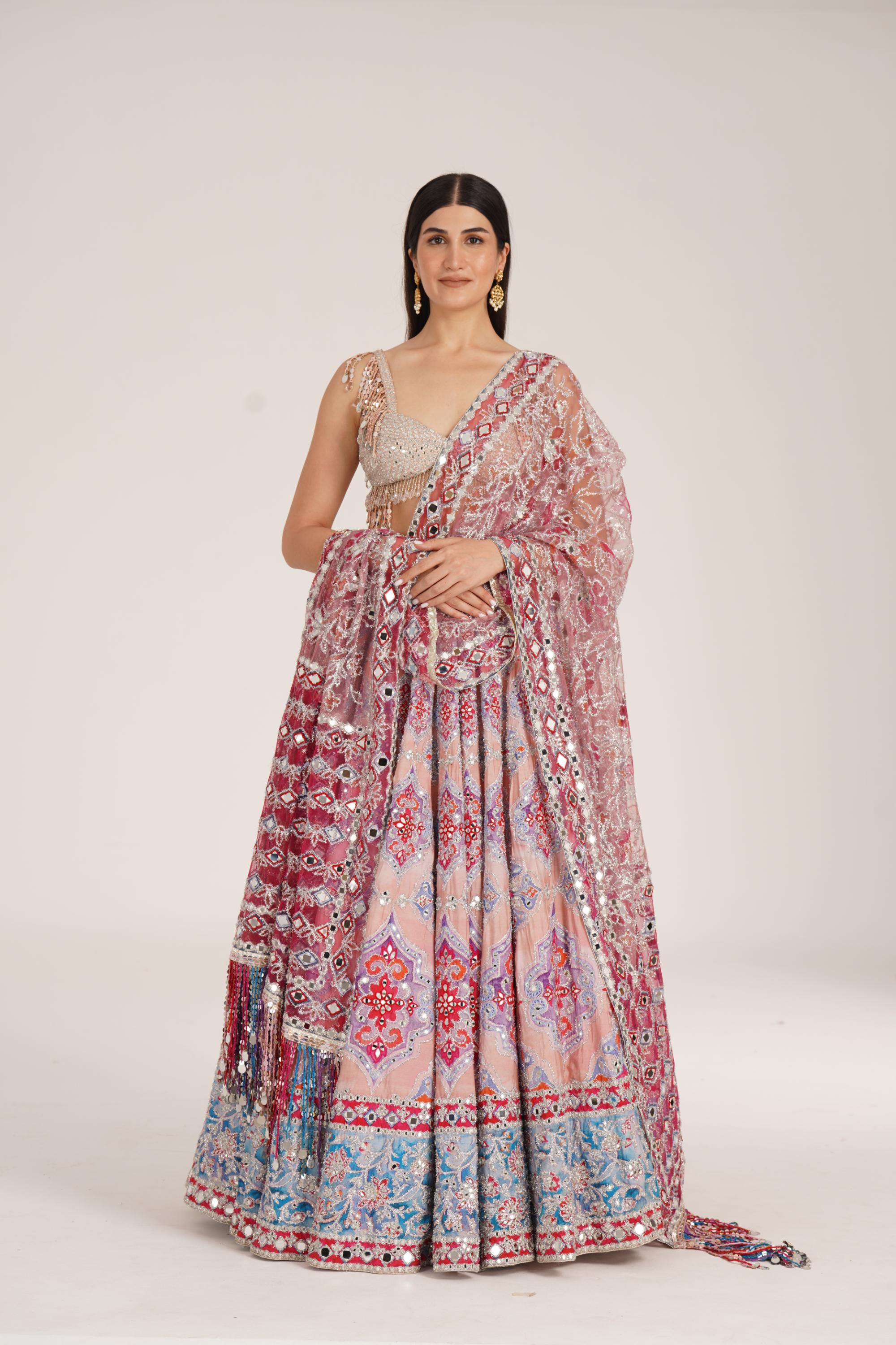 UCLA PEACH HUES LEHENGA SET