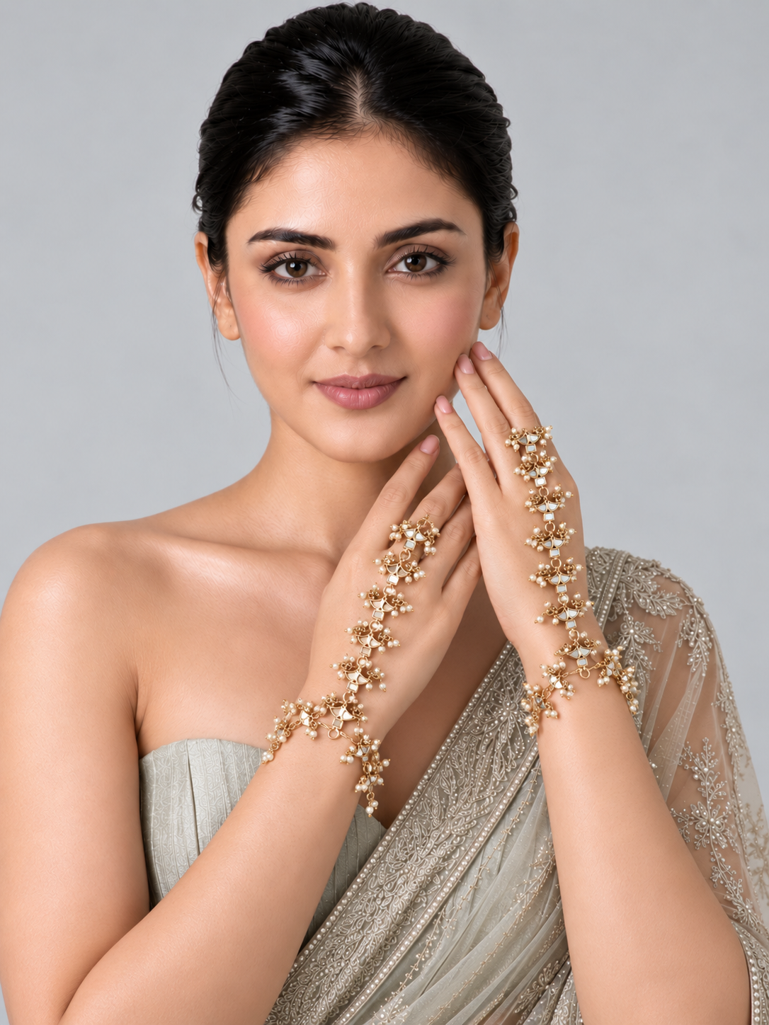 Pearl Kundan Hathphool 64