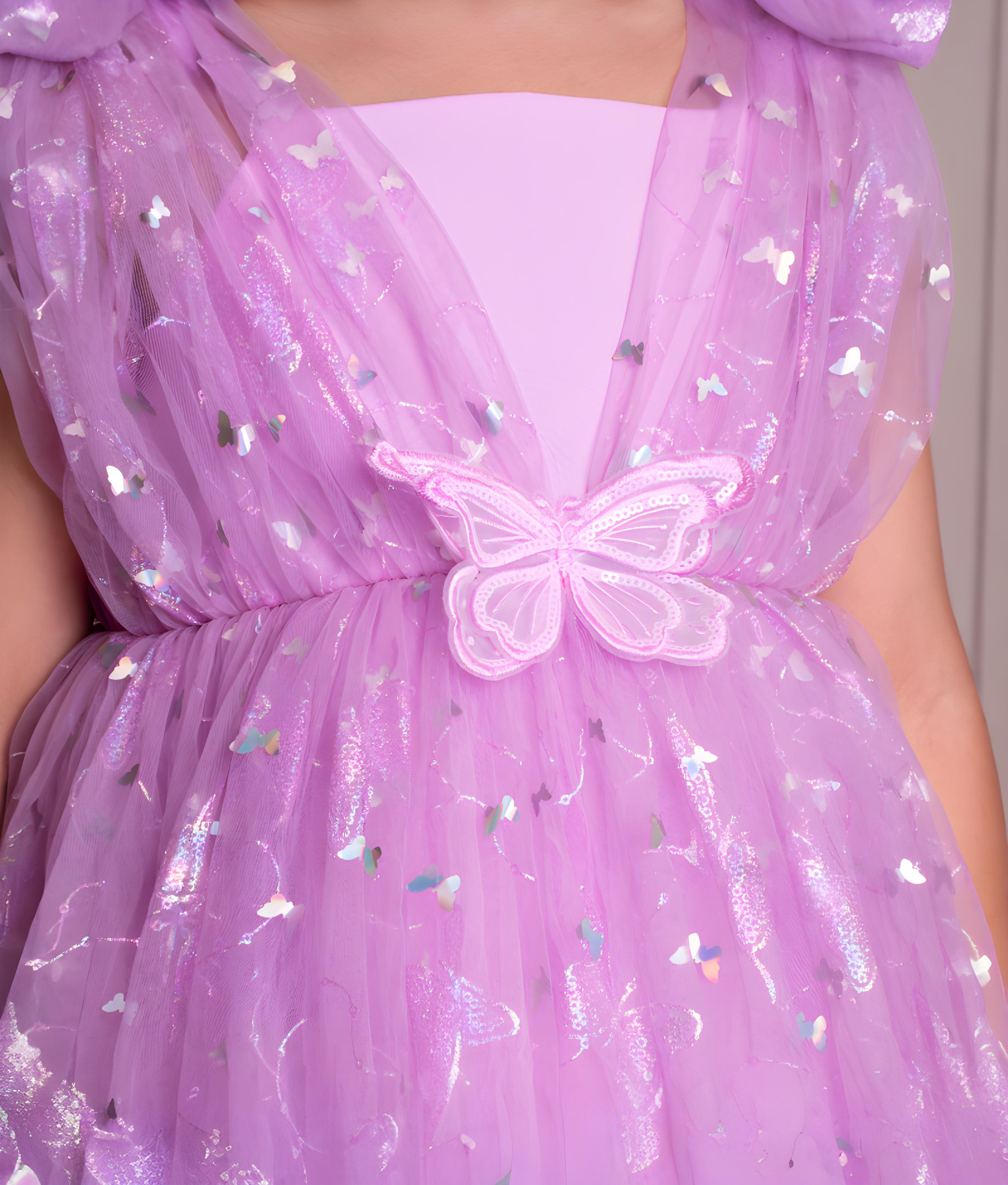 Lilac Butterfly Frock for Girls