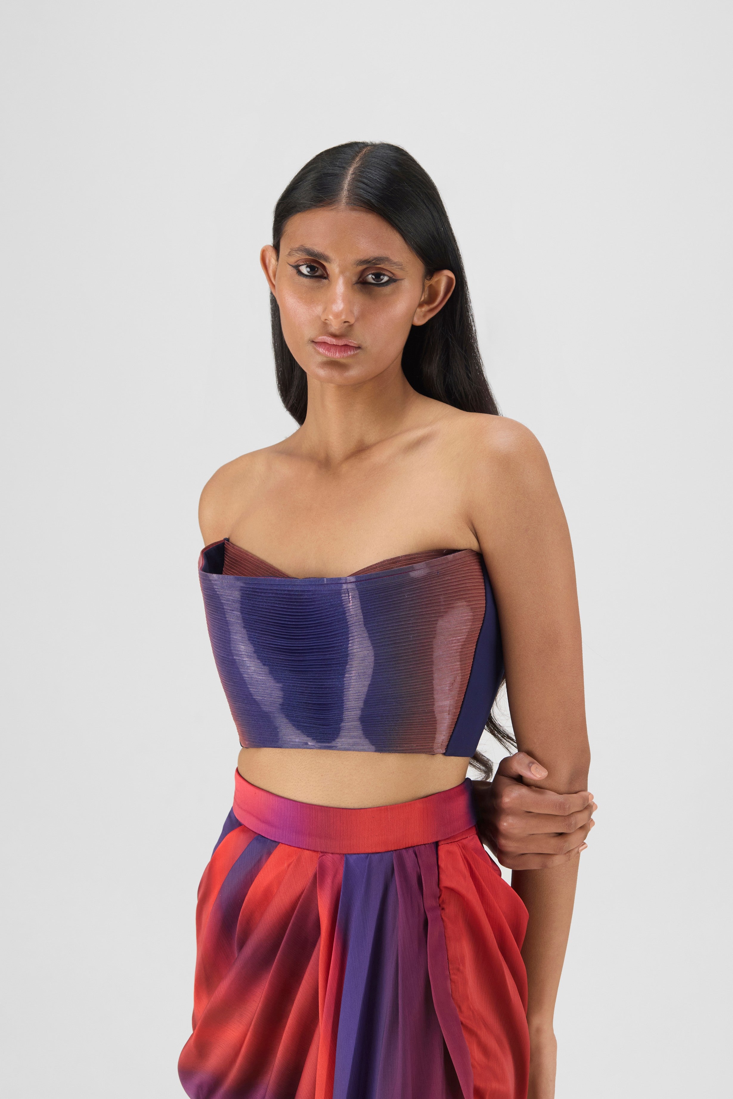 METALLIC WATERCOLOR BUSTIER WITH SKIRT
