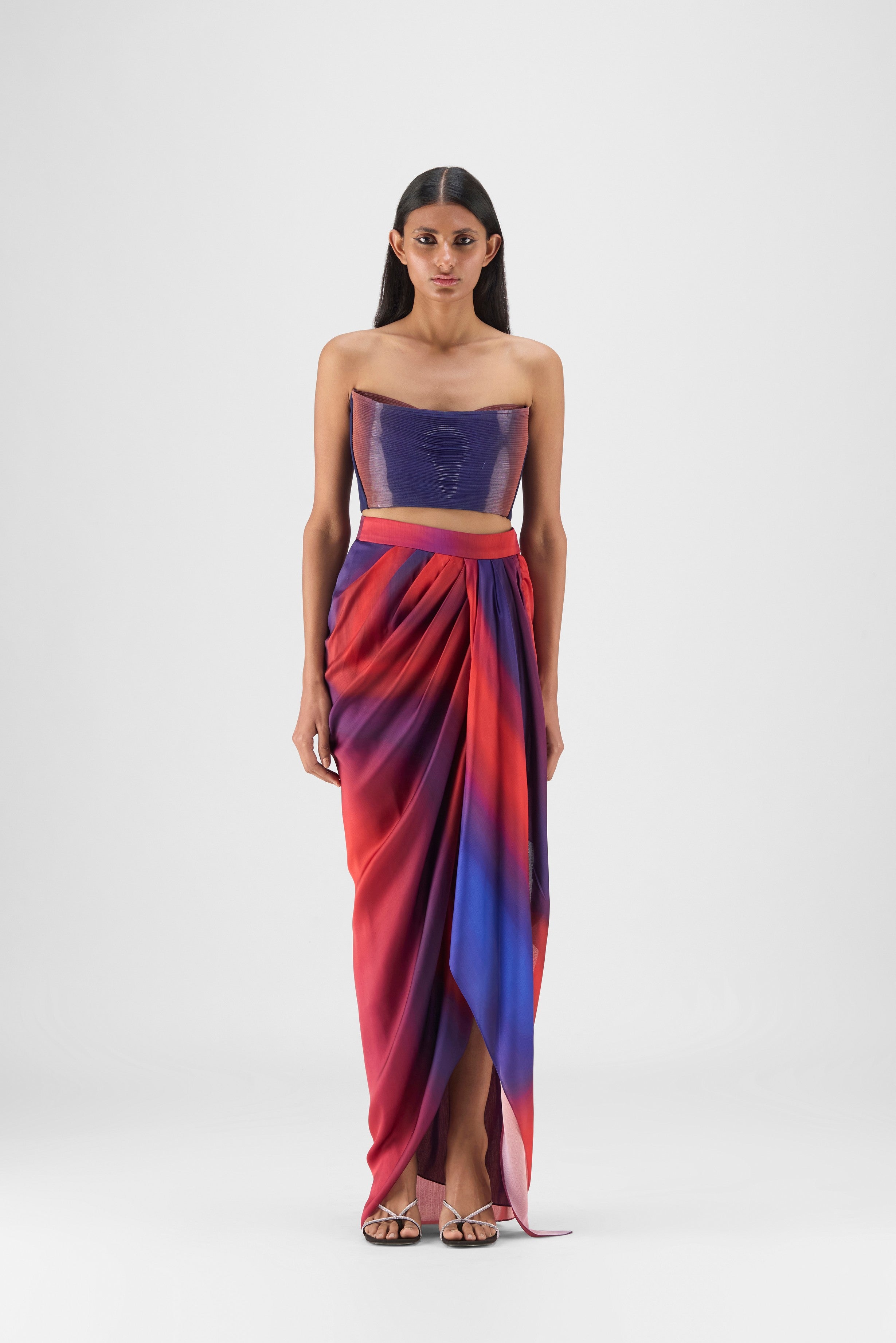 METALLIC WATERCOLOR BUSTIER WITH SKIRT