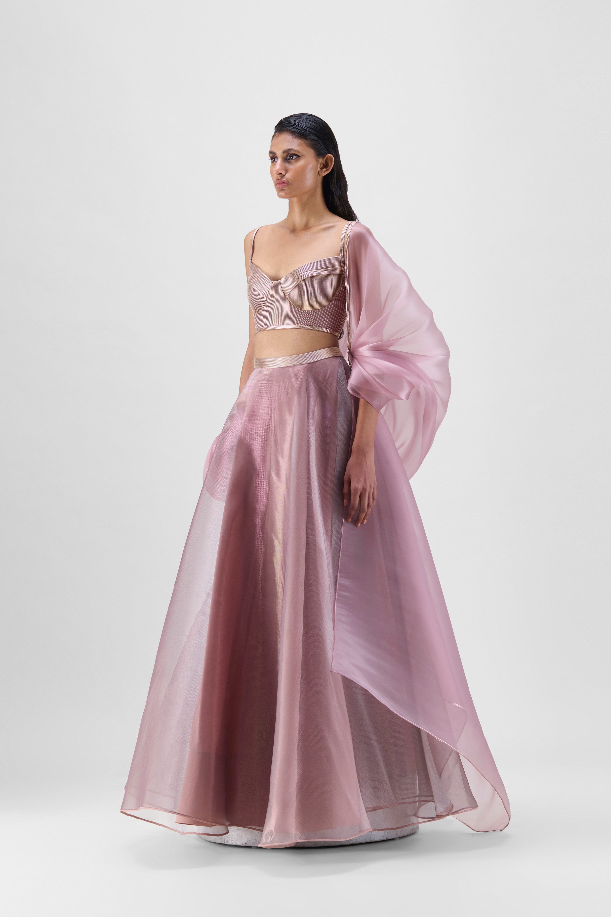 MESH CAPE AND SKIRT WITH CORDED BUSTIER