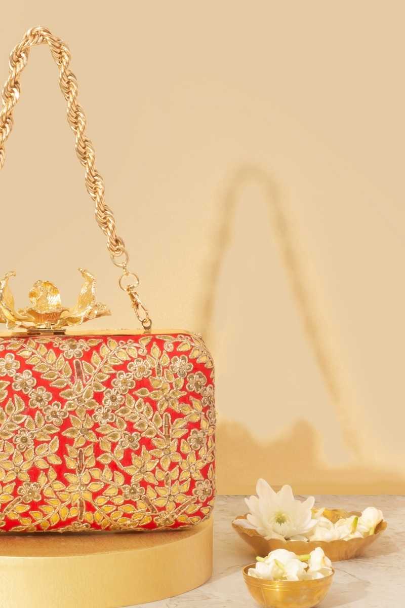 Vanya Clutch - Red & Gold