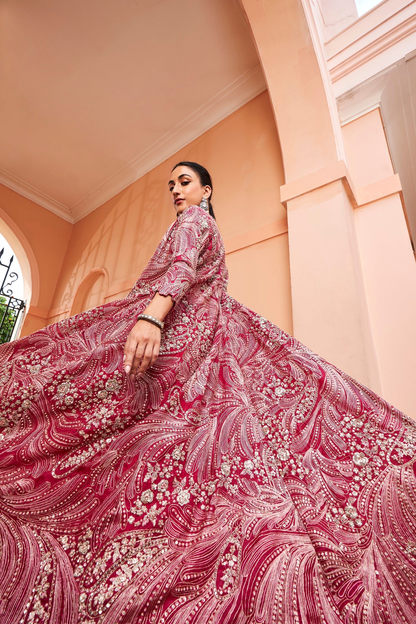 Cut Ruby Embroidered Jacket Set