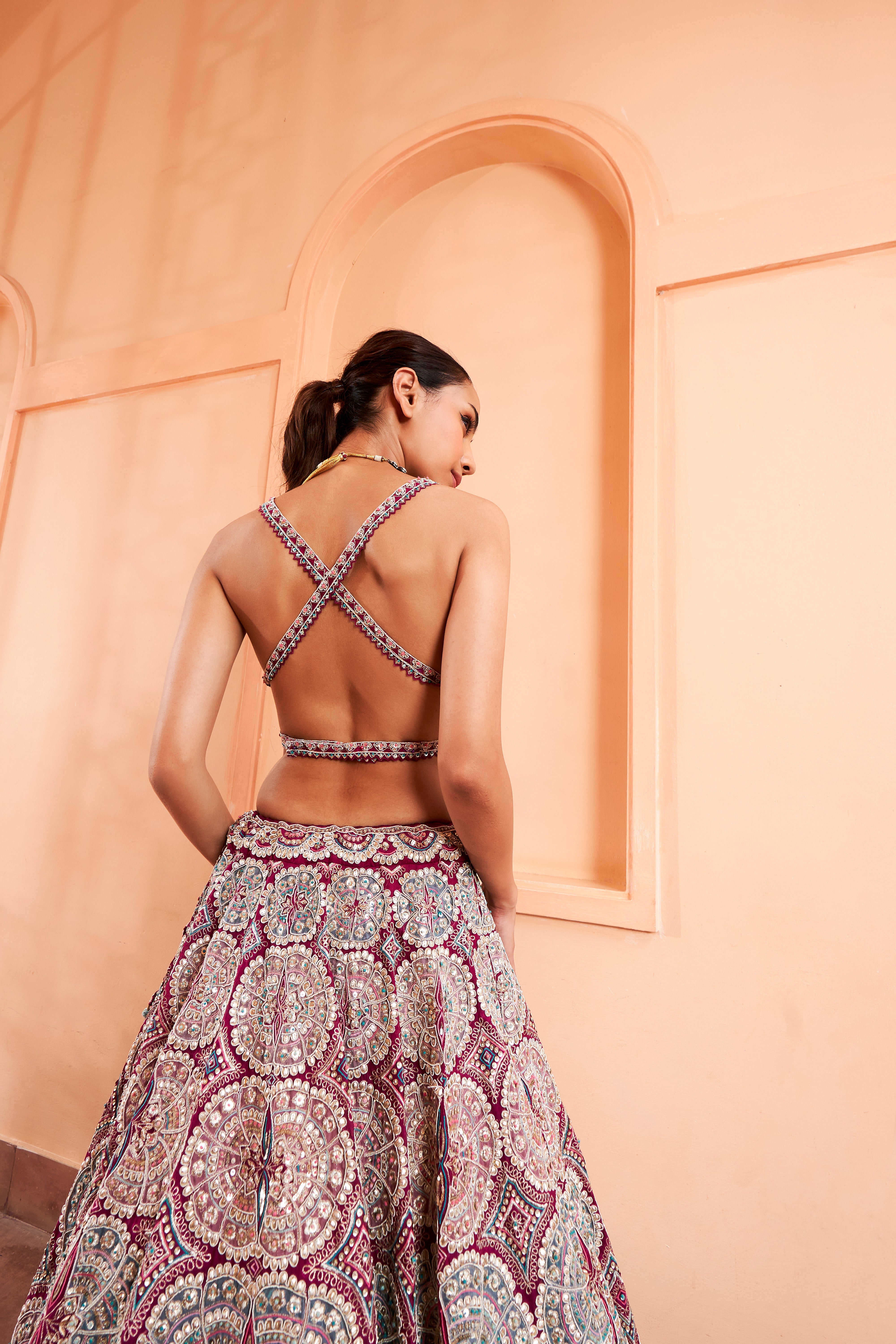 SANGRIA PLUM EMBROIDERED LEHENGA SET