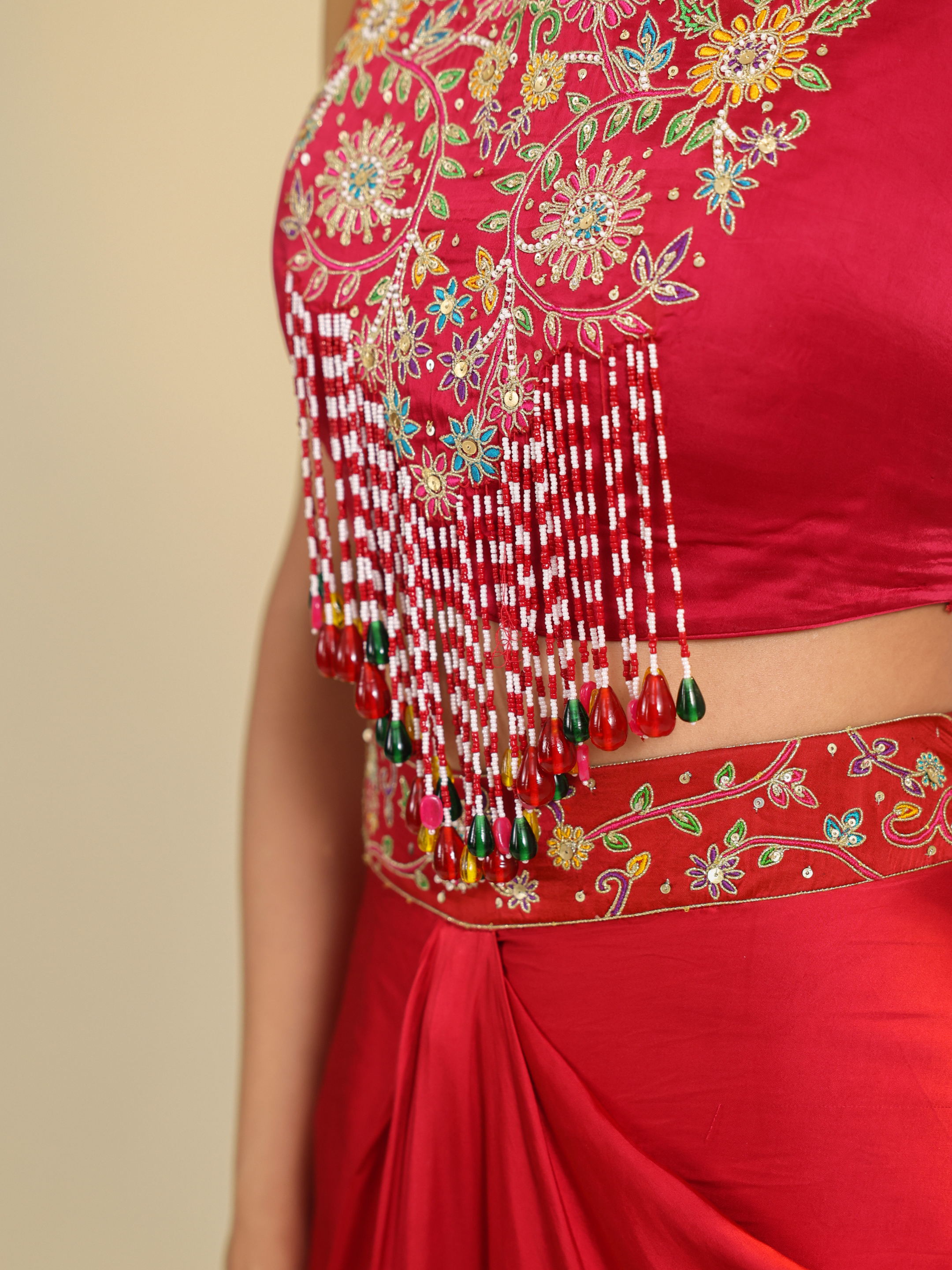 Red Gulbabo Dhoti Set