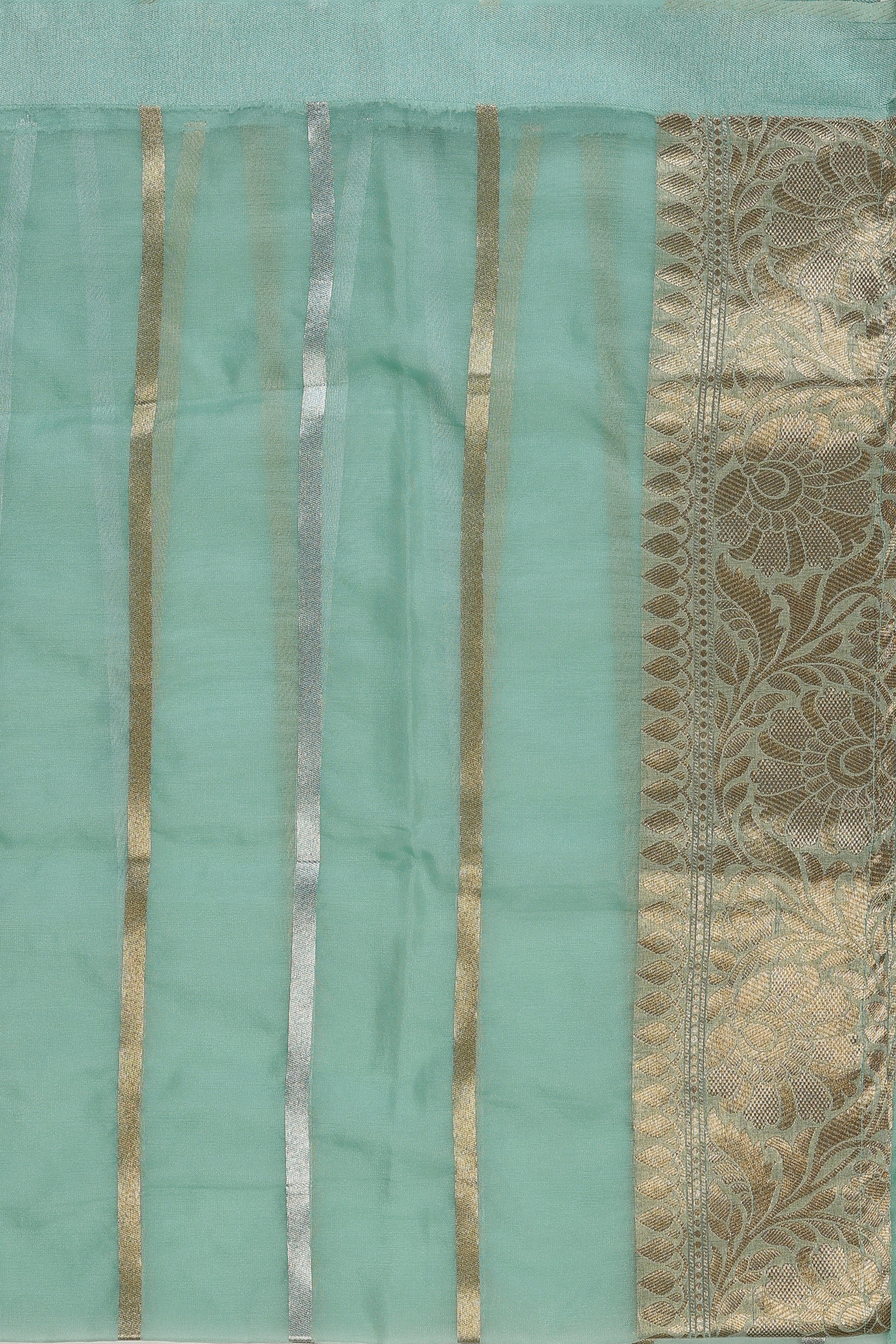 Sky Blue Organza Silk banarasi Handlooom Saree