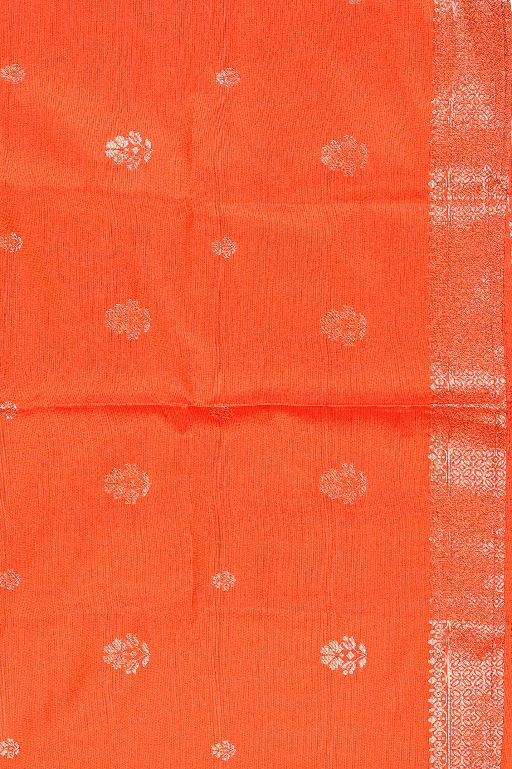 Orange Pure Silk Banarasi Handloom Saree