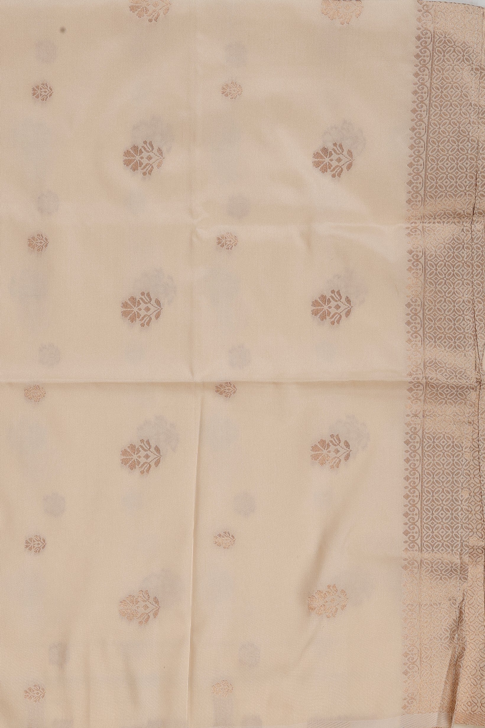 Cream Pure Silk Banarasi Handloom Saree