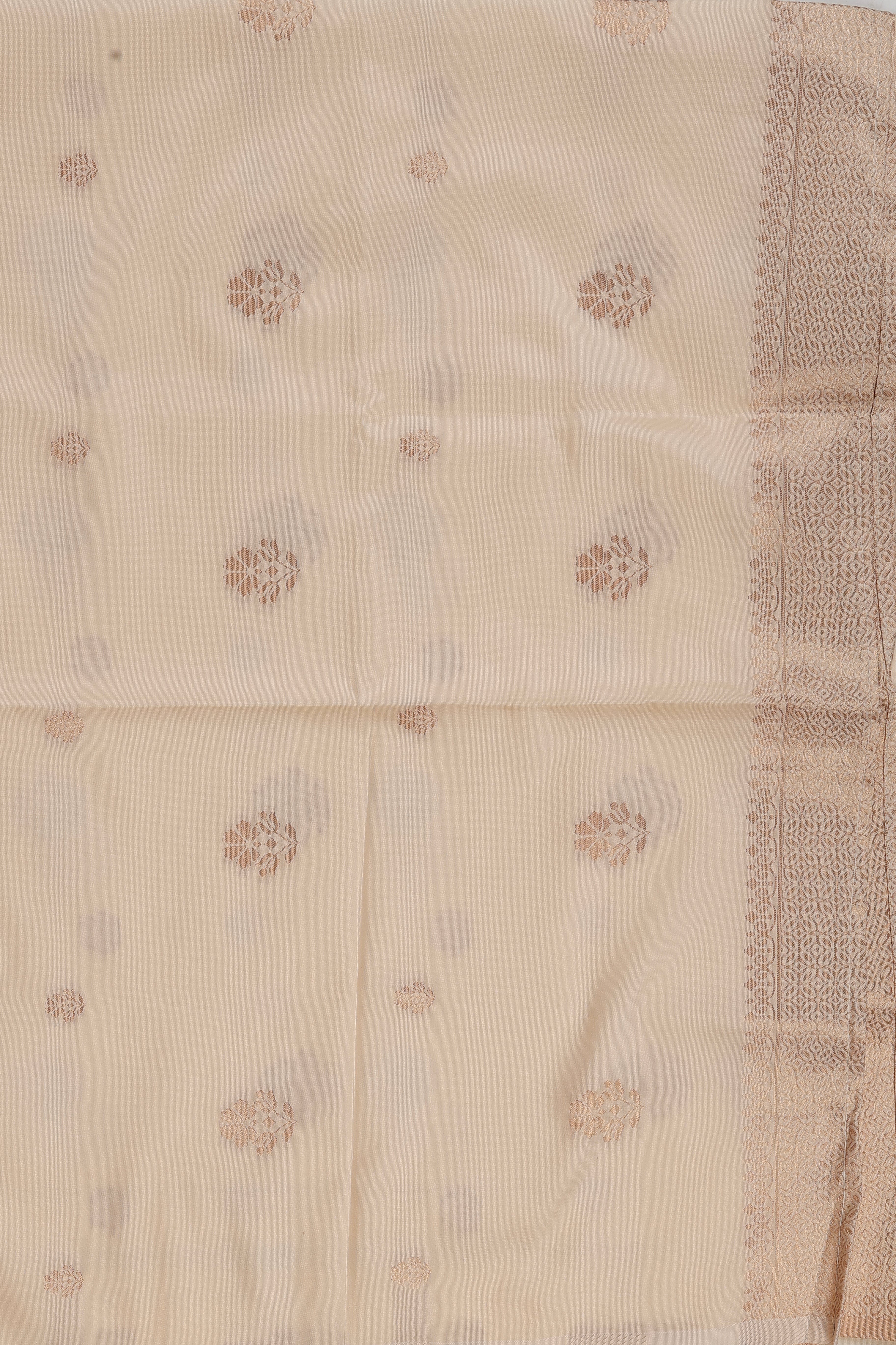 Cream Pure Silk Banarasi Handloom Saree