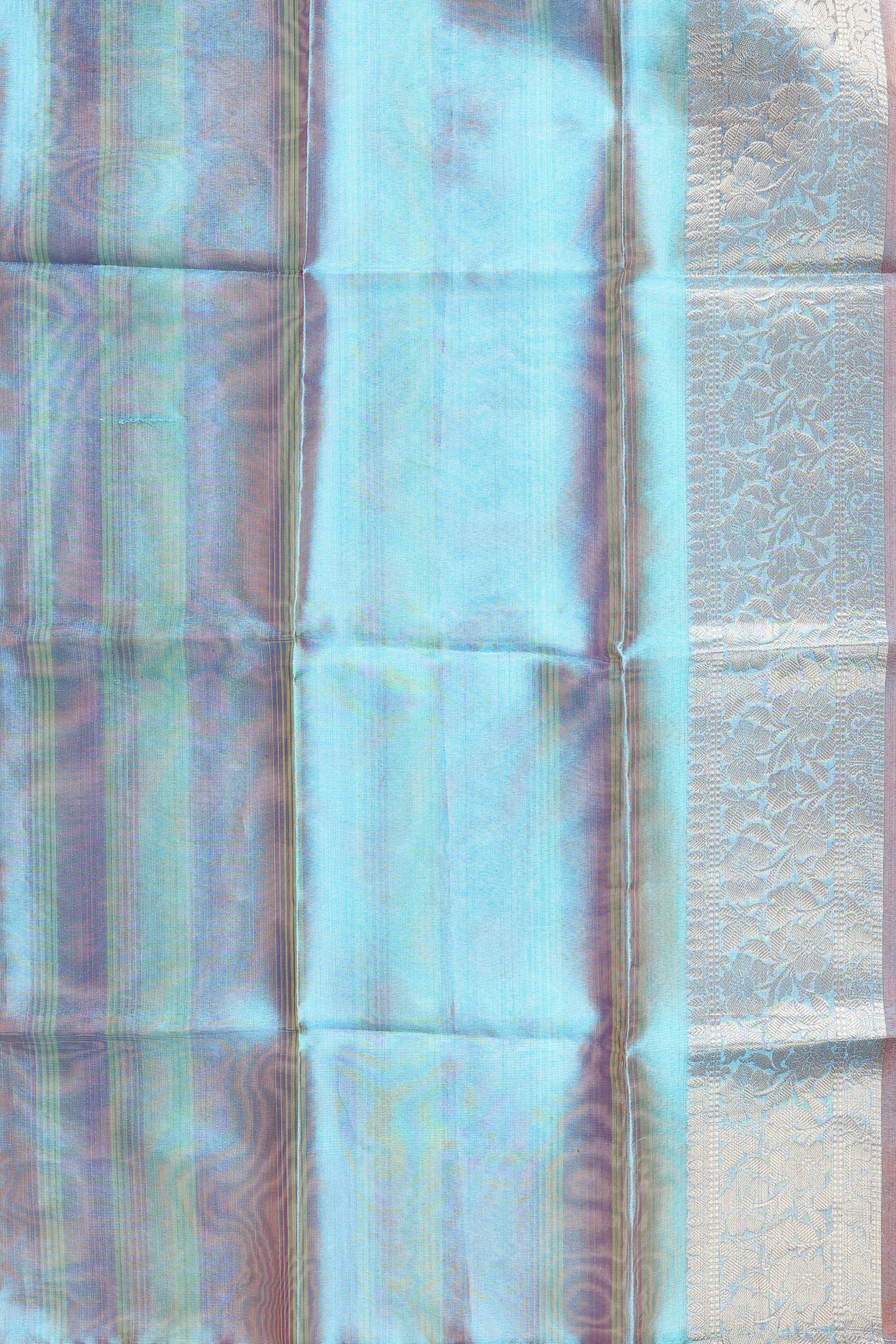 Blue Shaded Tissue Silk Banarasi Handloom Saree