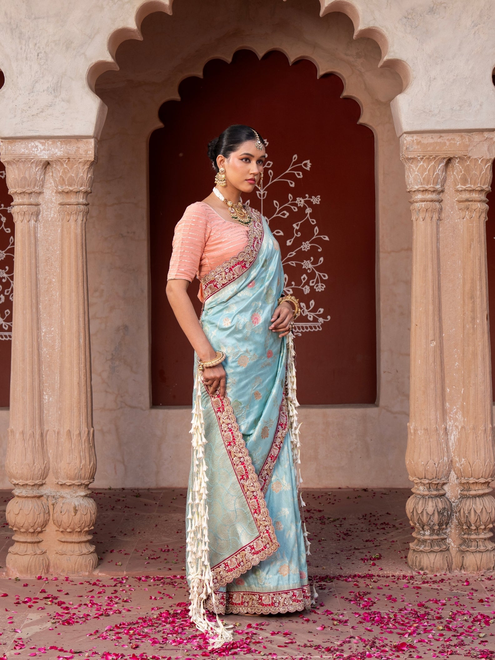 Sky Blue Pure Katan Silk Banarasi Handloom Saree