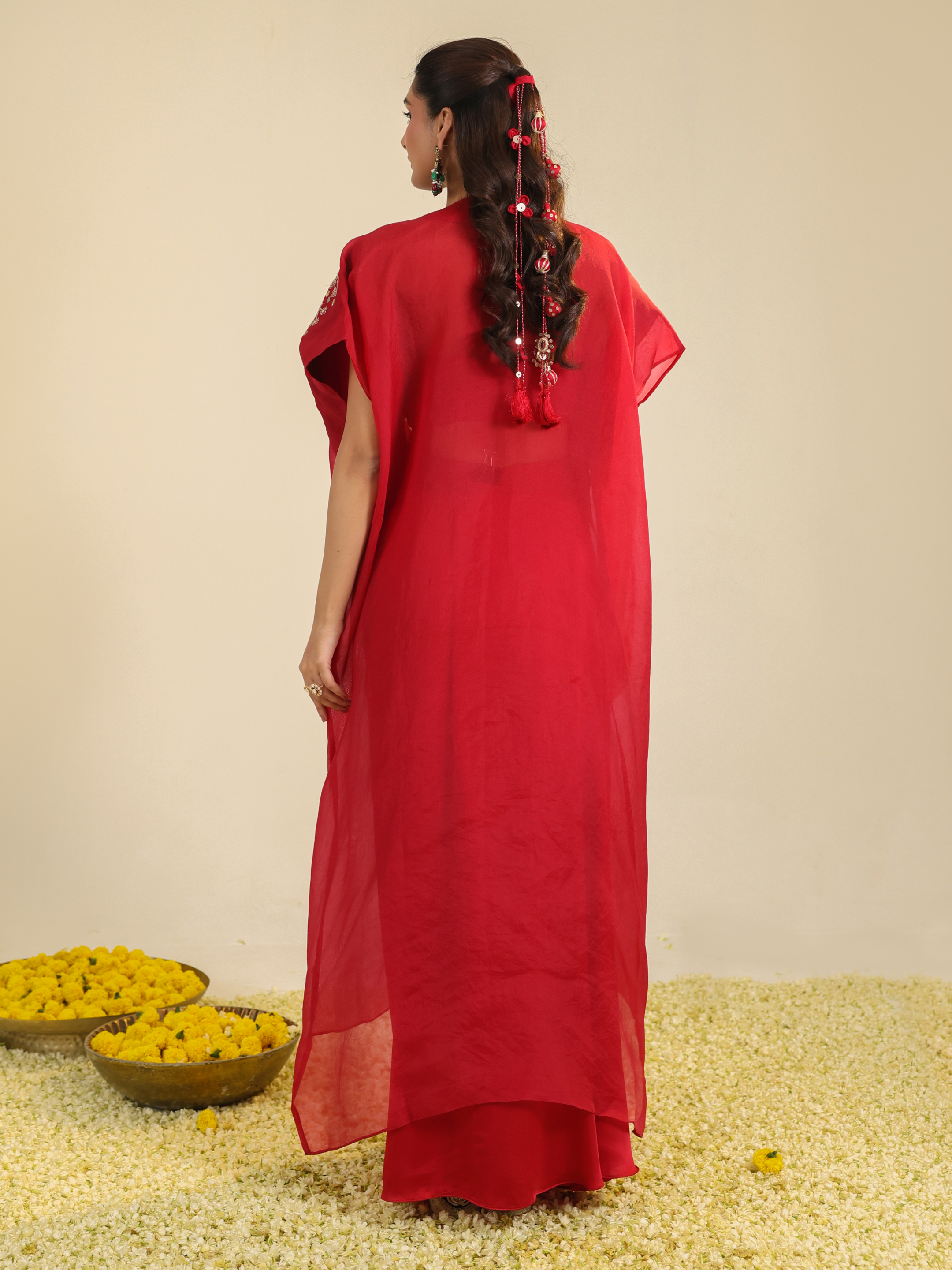 Red Gulbabo Dhoti Set