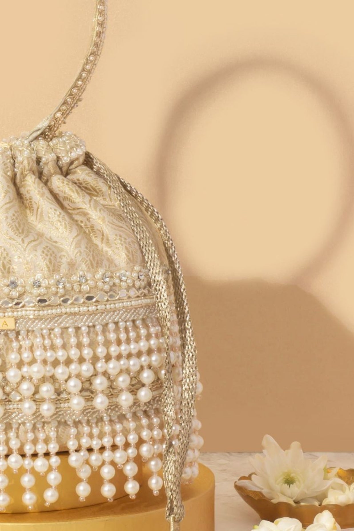 Anahi Embroidered Brocade Bucket Bag