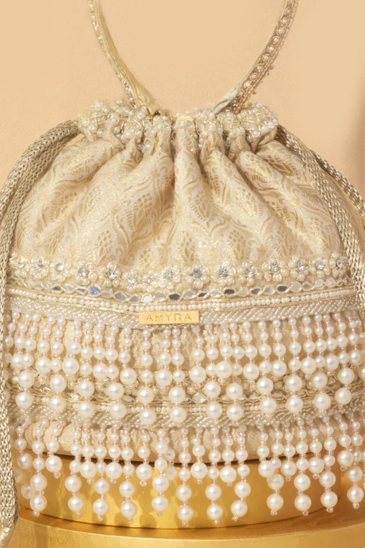 Anahi Embroidered Brocade Bucket Bag