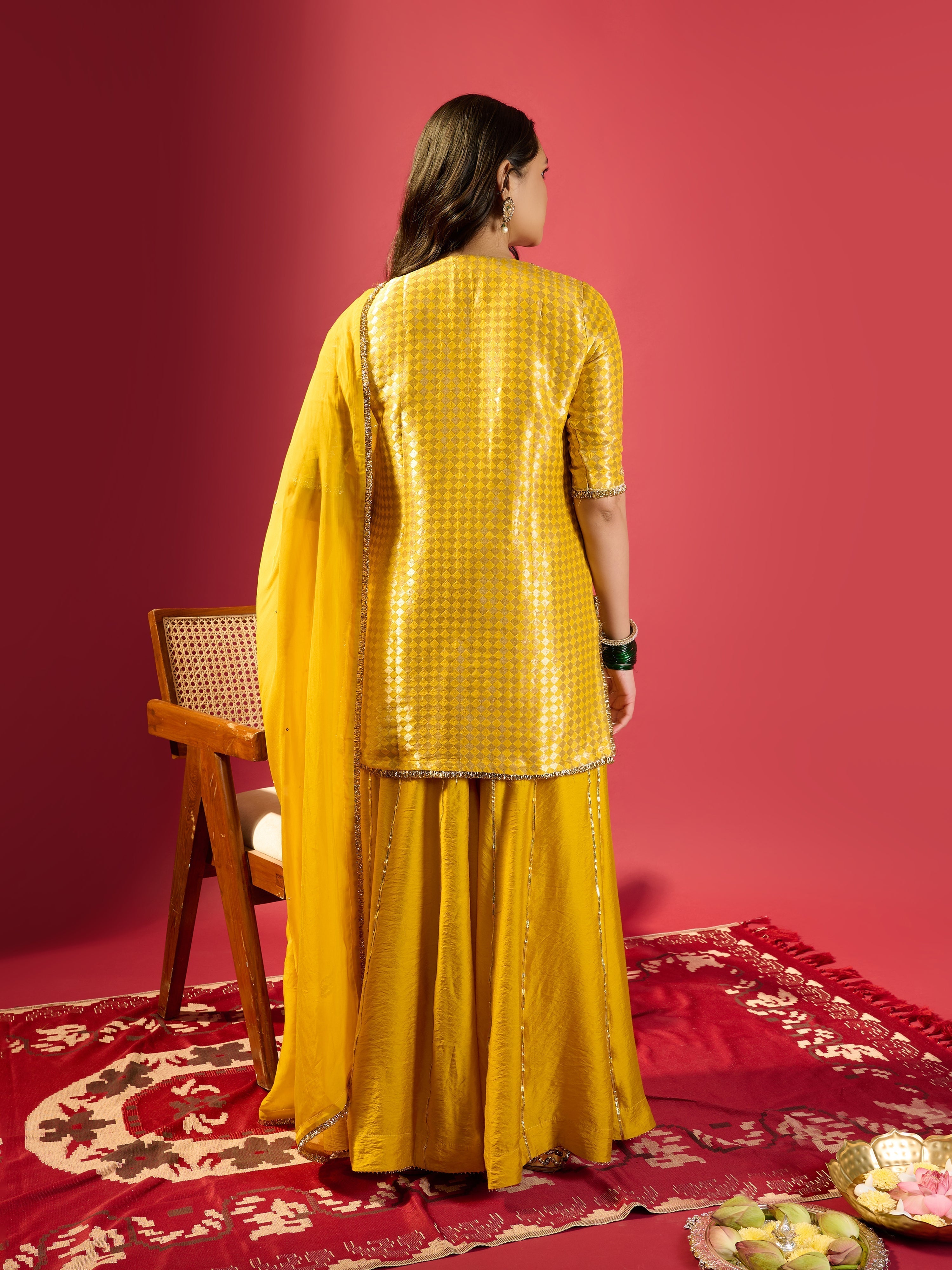 Mustard Barfi Kurta Palazzo Set