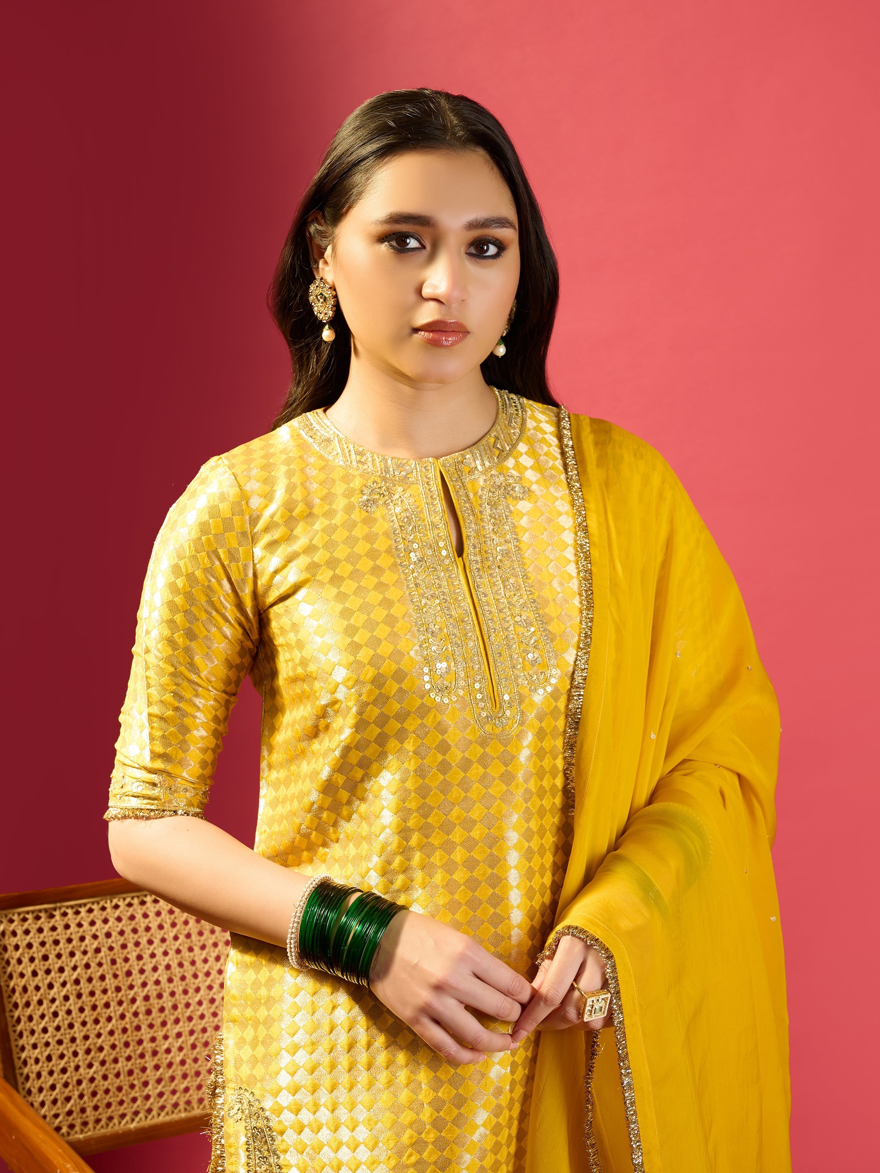 Mustard Barfi Kurta Palazzo Set