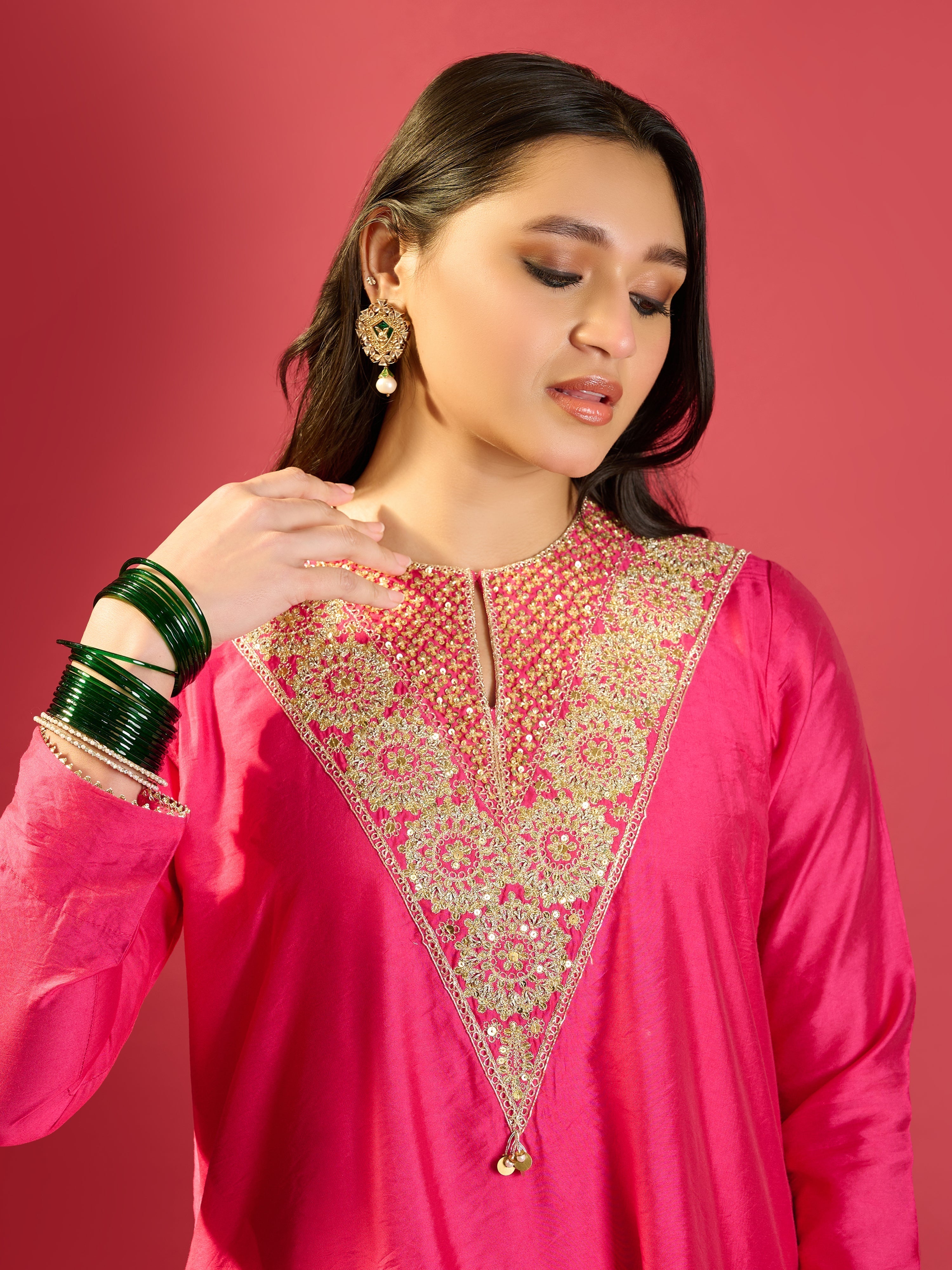 Hot Pink Dhoti & Kurta Set