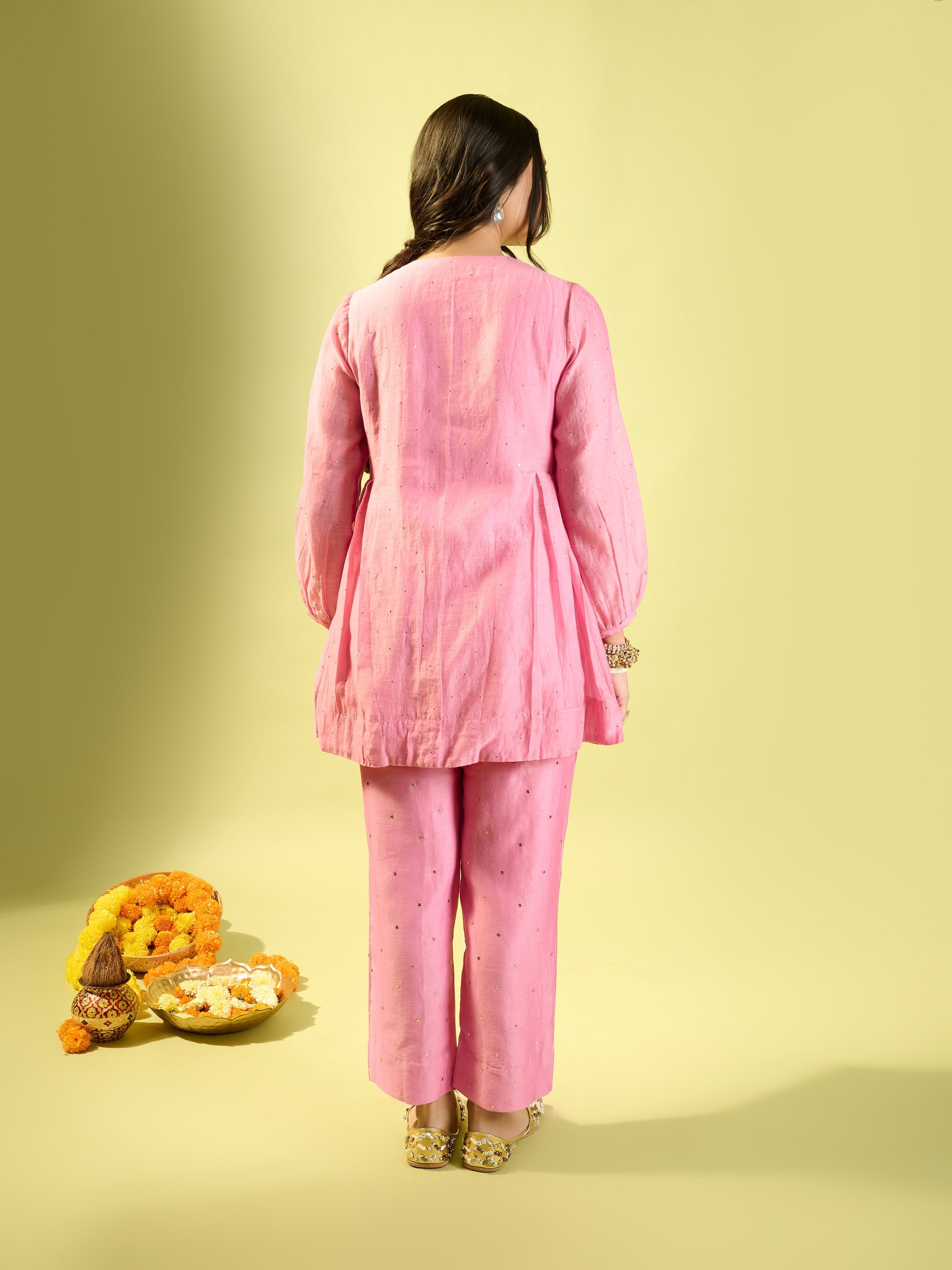 Rose Pink Chanderi Co-ord Set