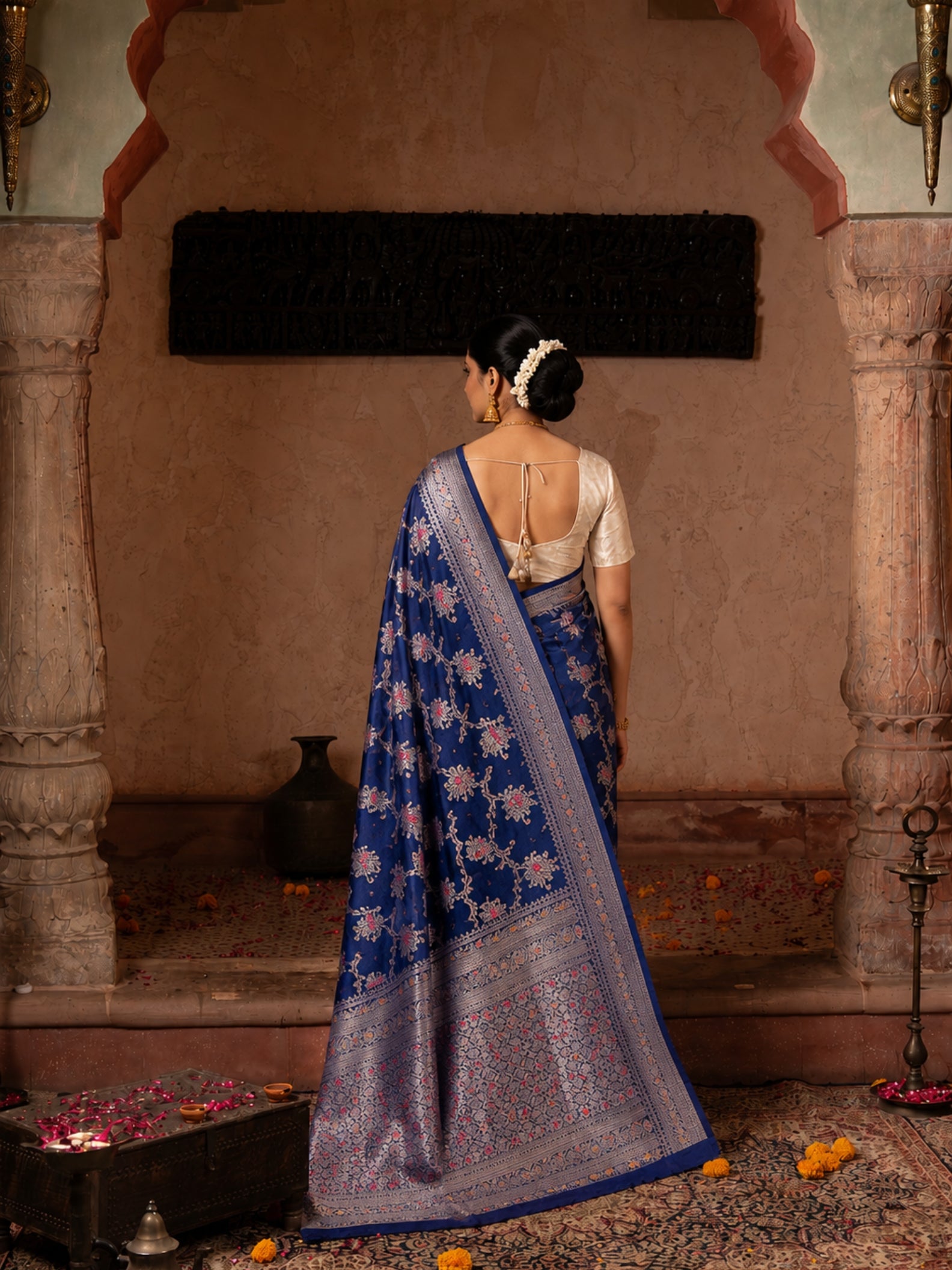 Royal Blue Pure Katan Silk Banarasi Handloom Saree