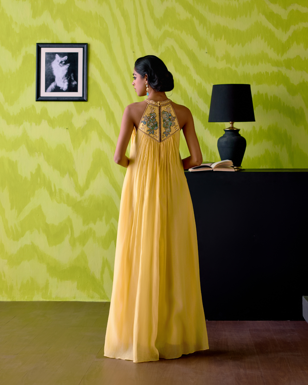 Butter cup Yellow halter neck crop top sharara set