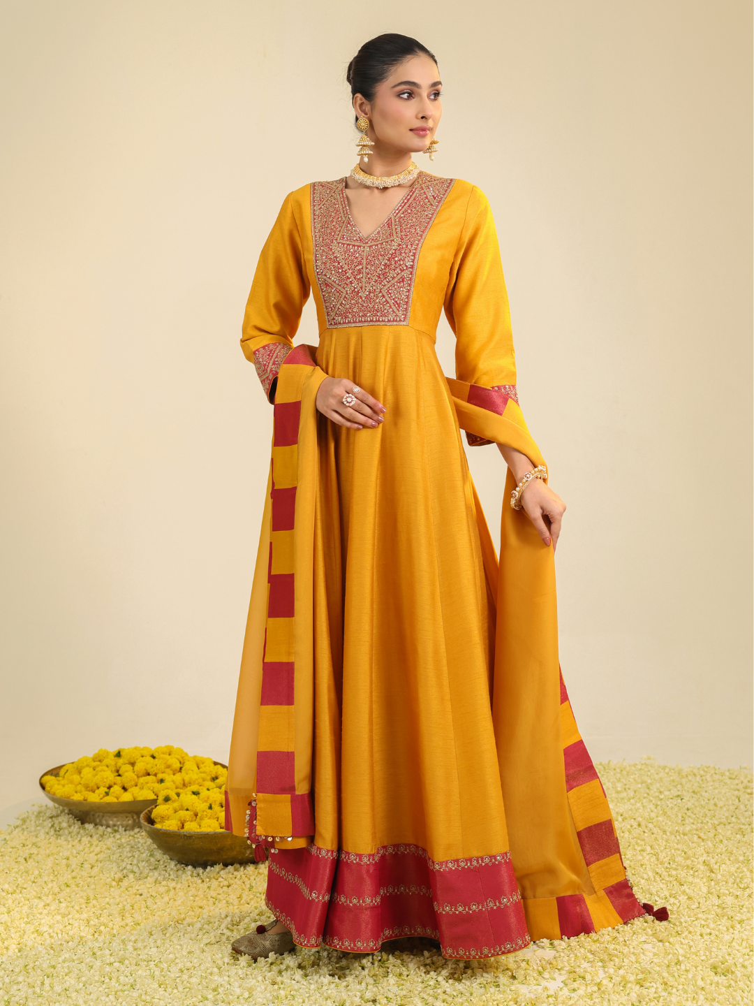 Rust Samaira Anarkali Set