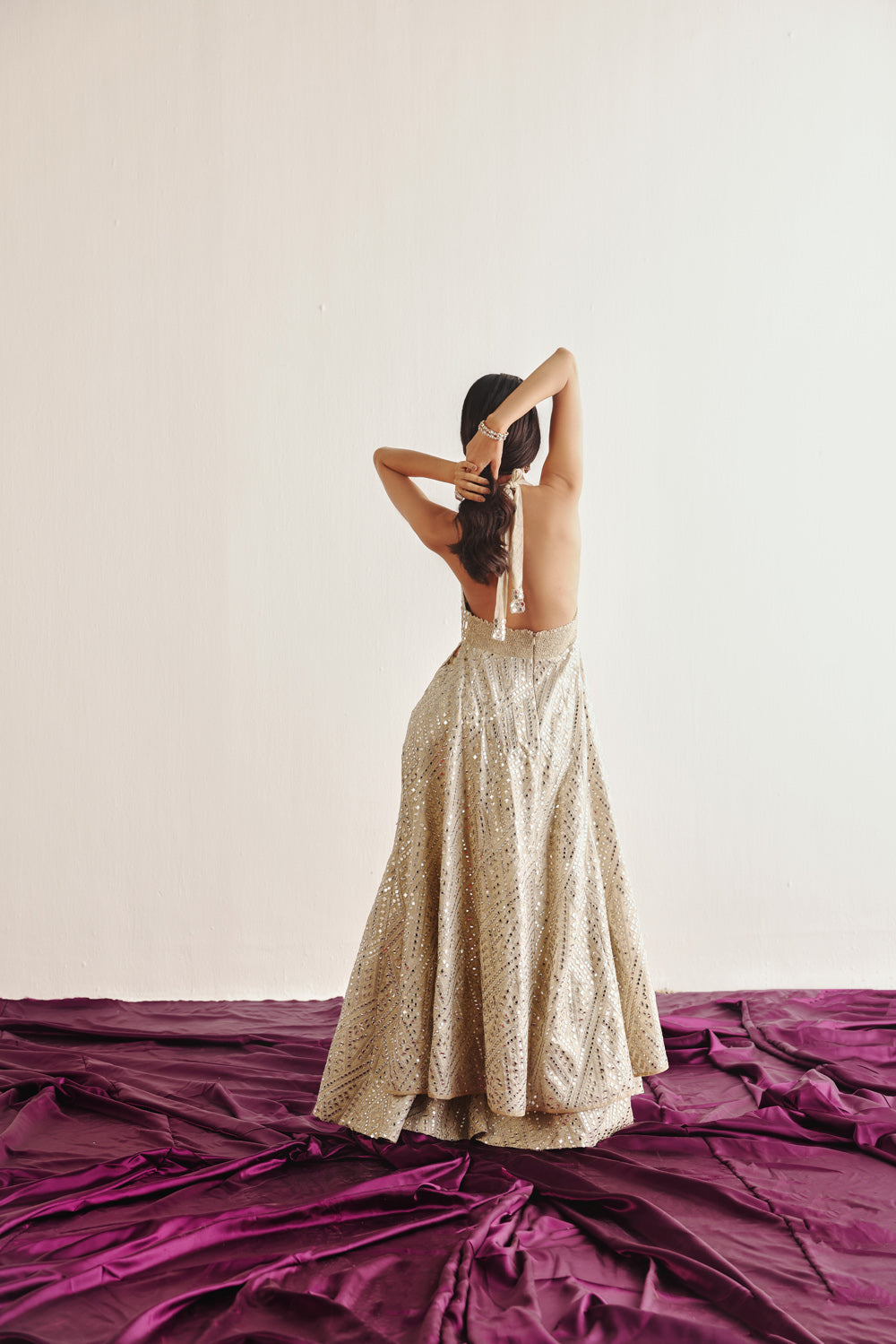 LONG HALTER NECK JACKET DRESS