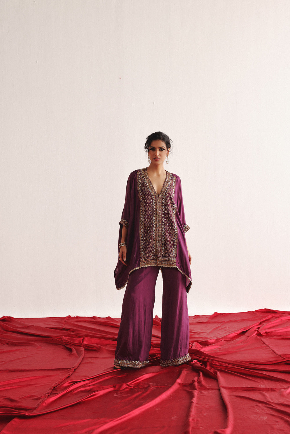 Marodiwork Silk Kaftan with Palazzos