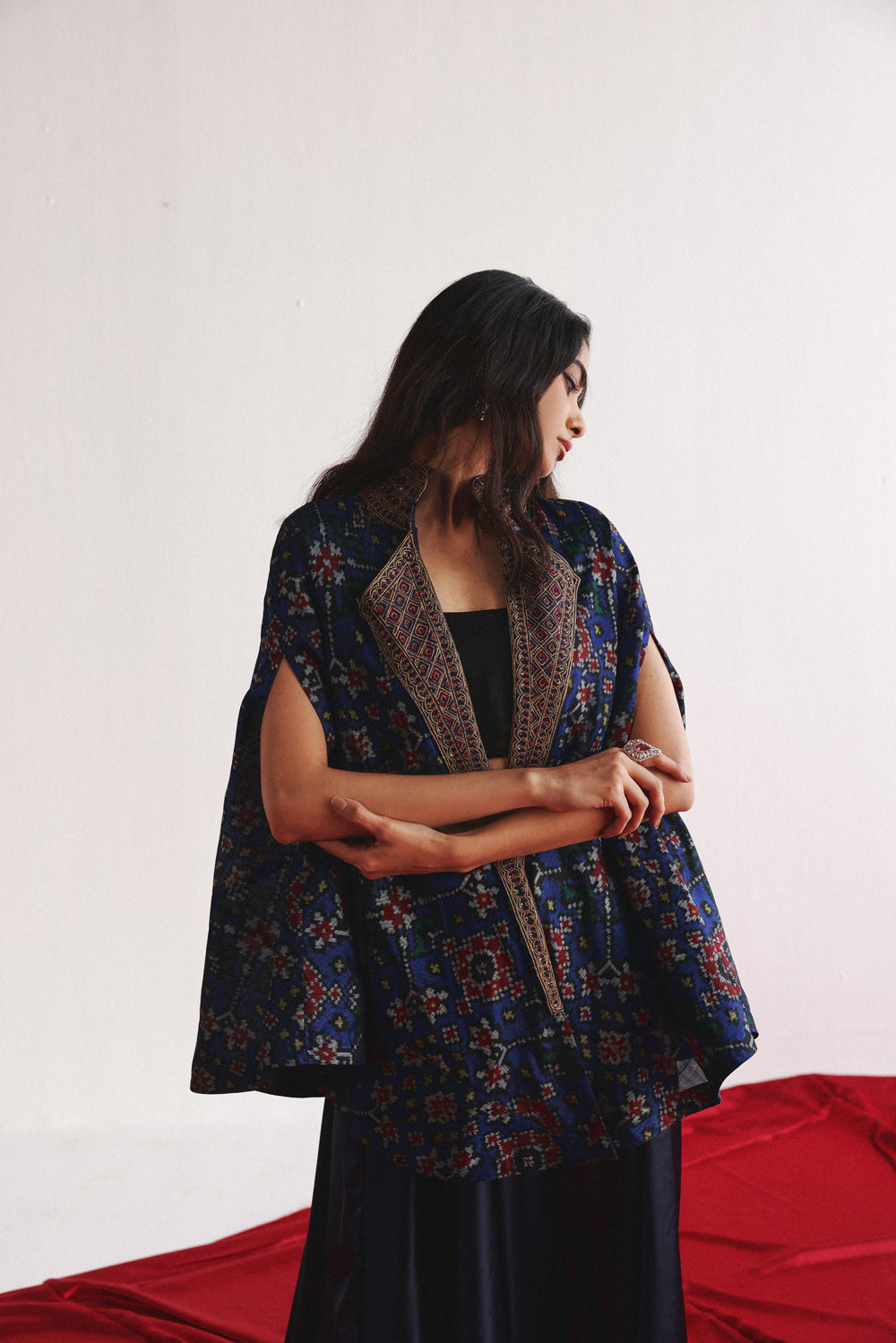 Patola Marodiwork Cape with Harem Dhoti Pants