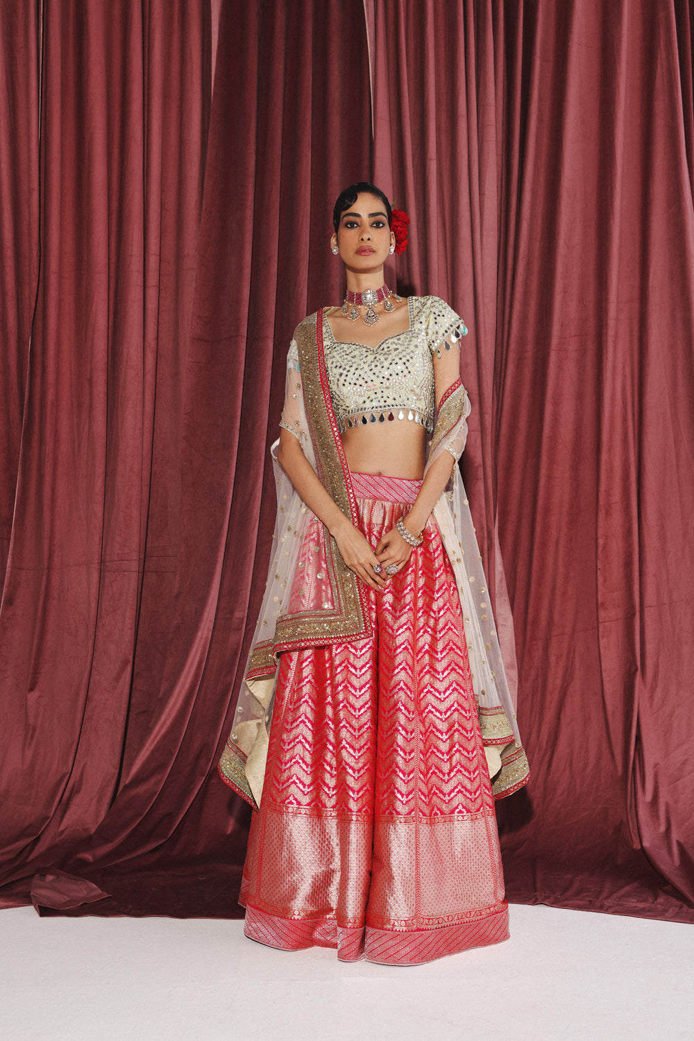 BANARASI BROCADE LEHENGA SET WITH CAPE